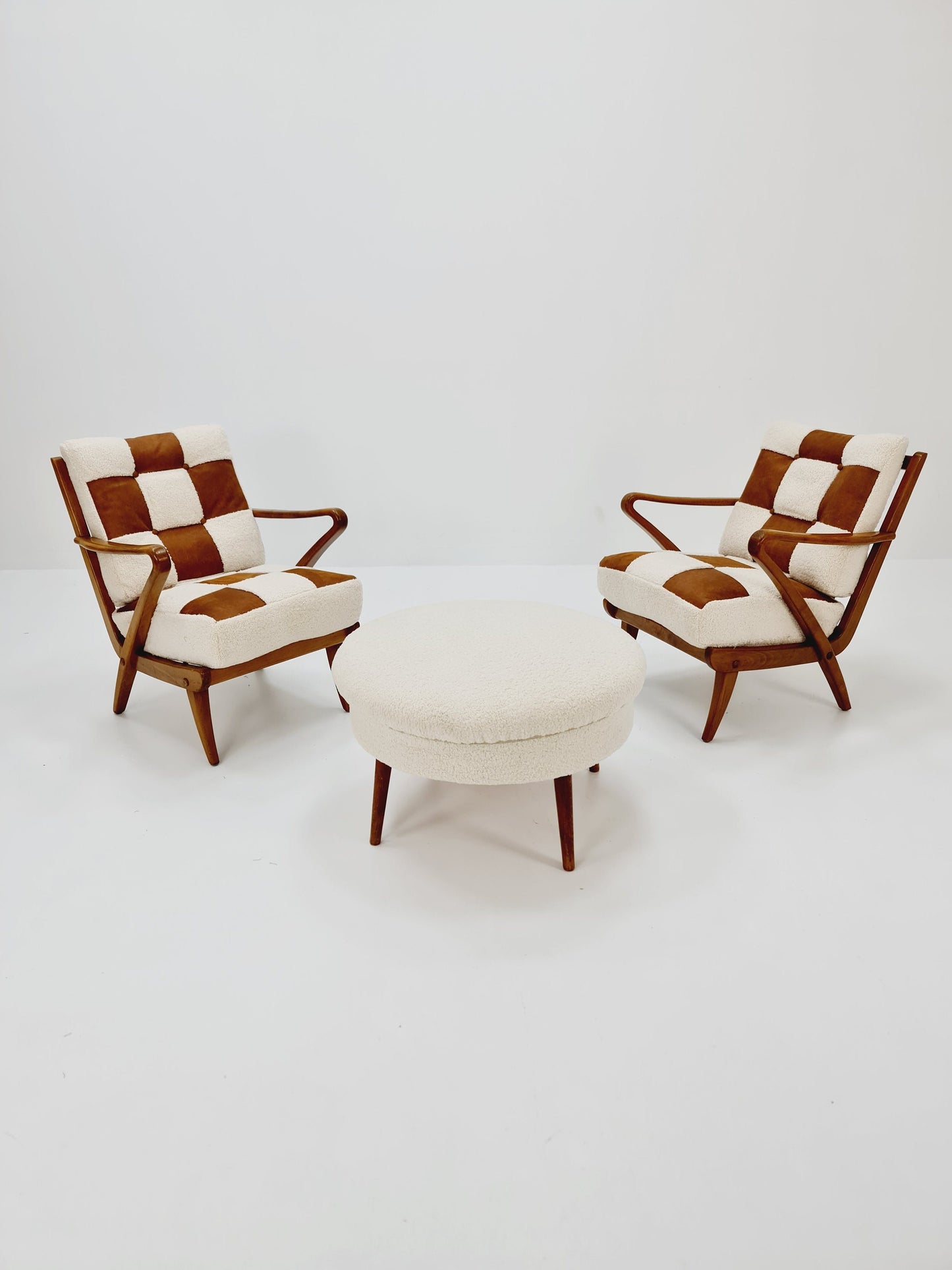 Rare Midcentury German Set of club lounge chair With Ottoman , 1950s
