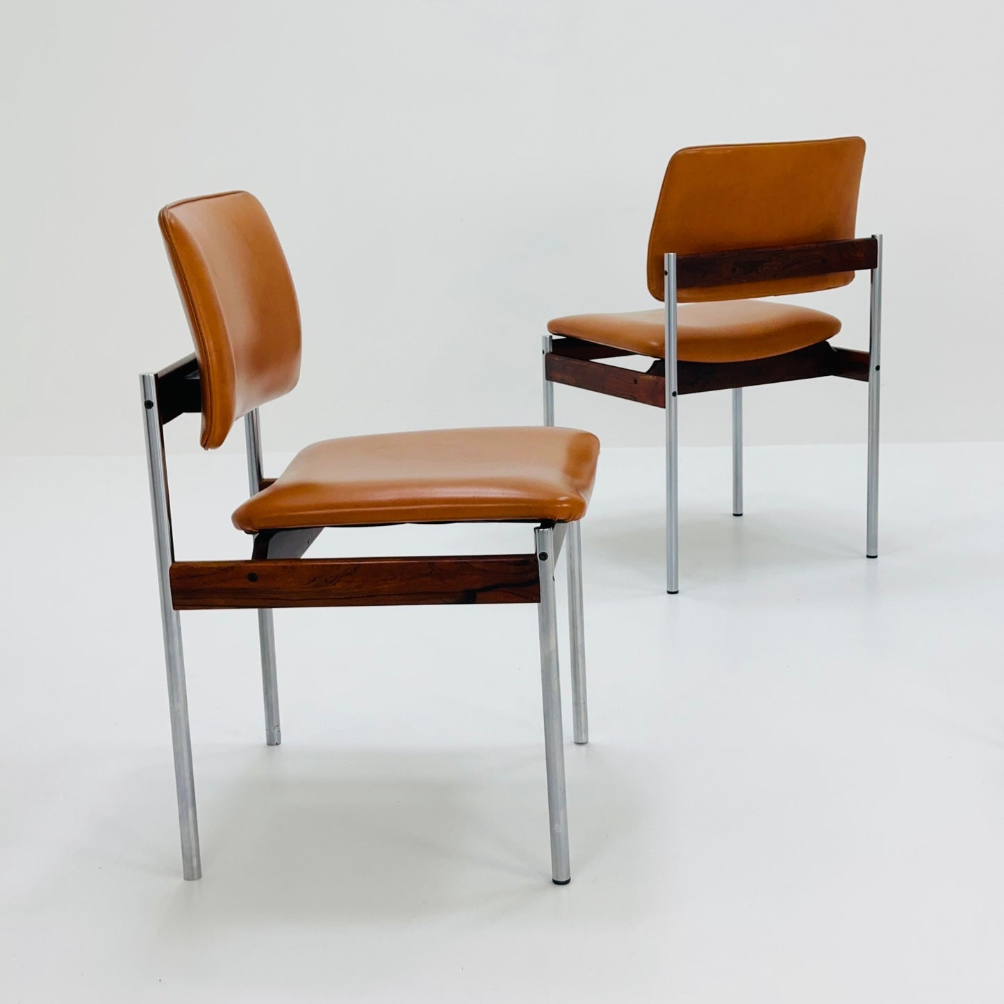 Set of 4 Mid-Century Dining cognac Chairs by Thereca, 1960s, Netherlands