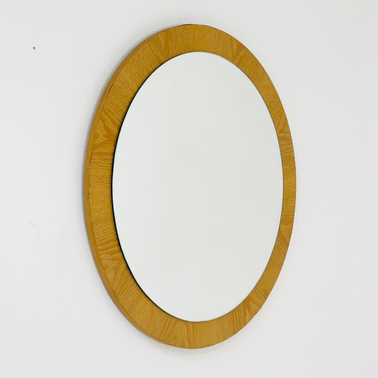Mid century wooden round wall mirror 1960s Germany