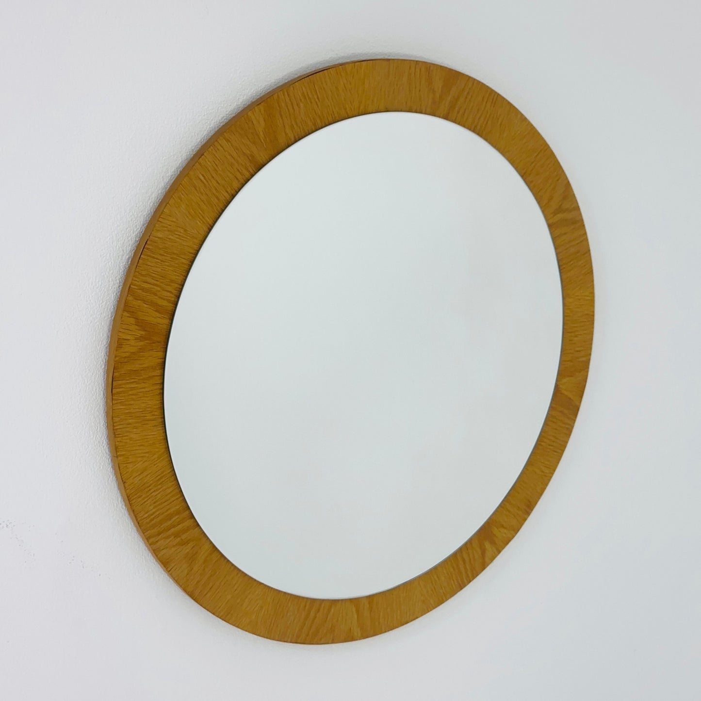 Mid century wooden round wall mirror 1960s Germany