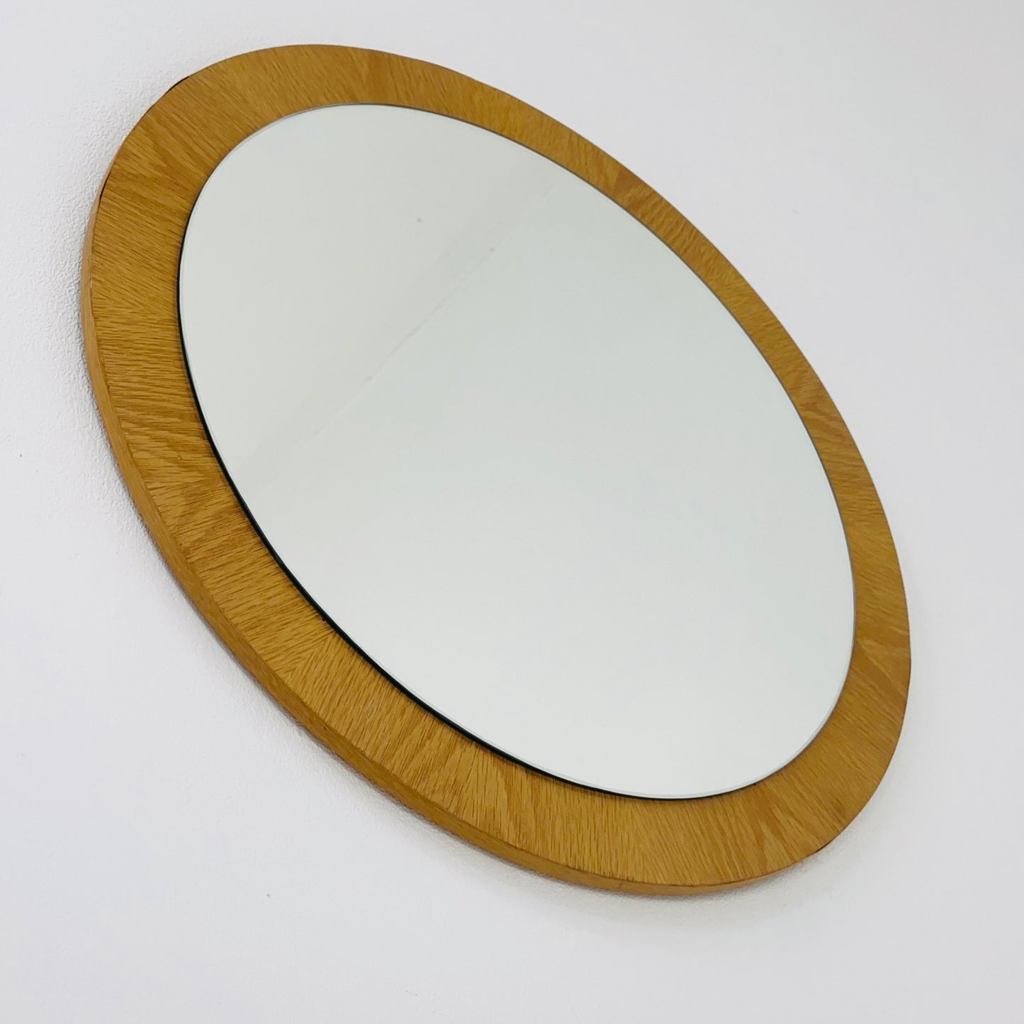 Mid century wooden round wall mirror 1960s Germany