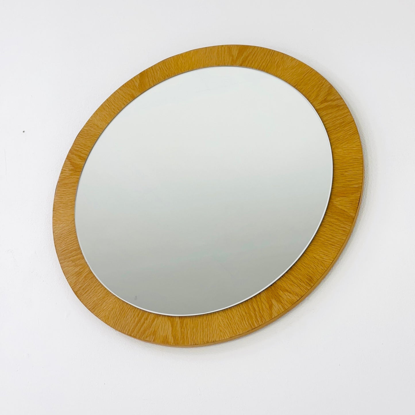 Mid century wooden round wall mirror 1960s Germany