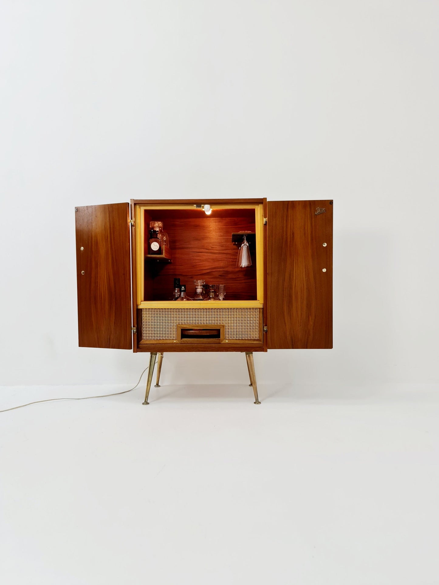 Rare Mid century Walnut German Old TV Cabinet bar/ sideboard, BY Else Möbel 1950s
