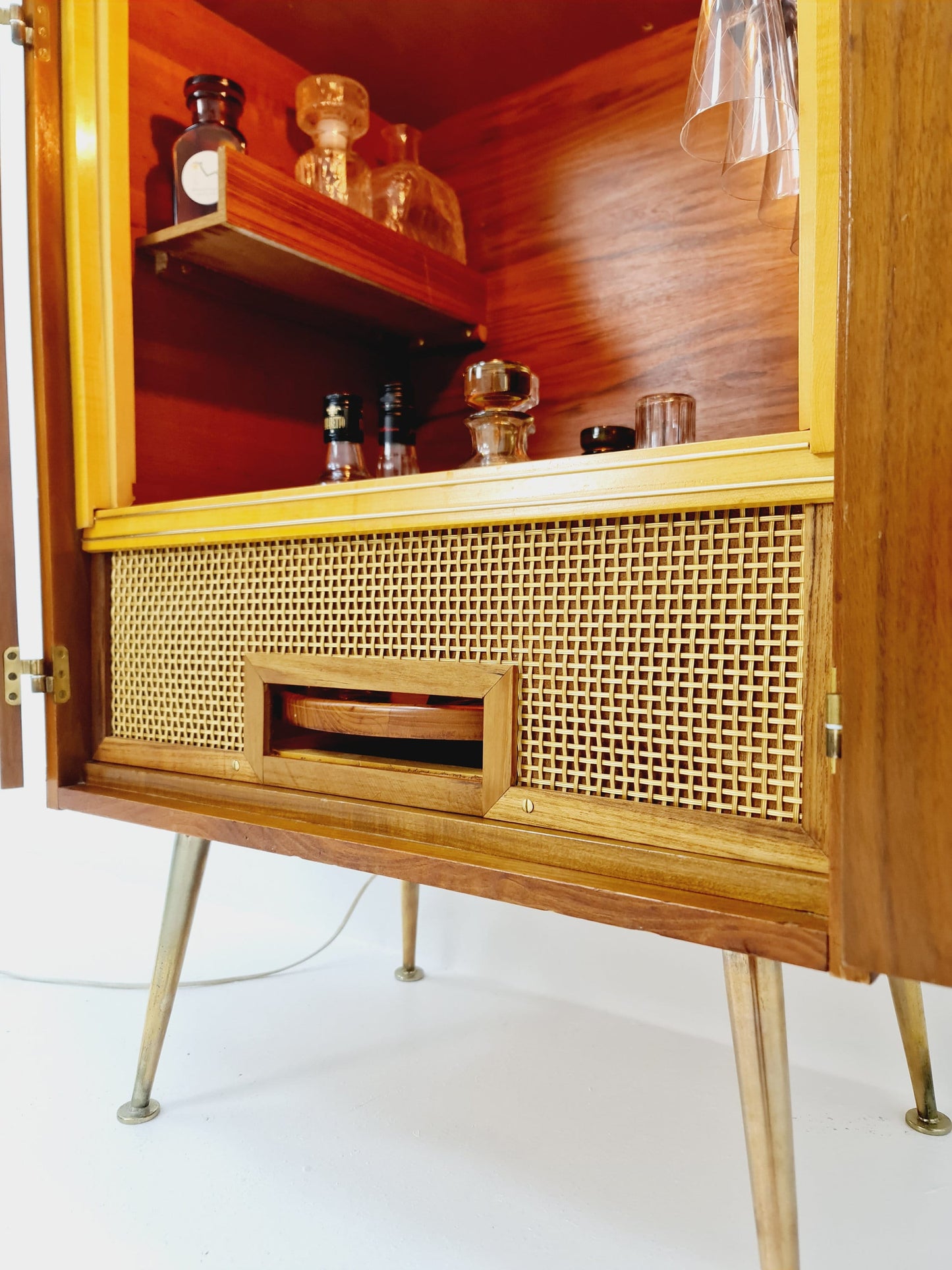 Rare Mid century Walnut German Old TV Cabinet bar/ sideboard, BY Else Möbel 1950s