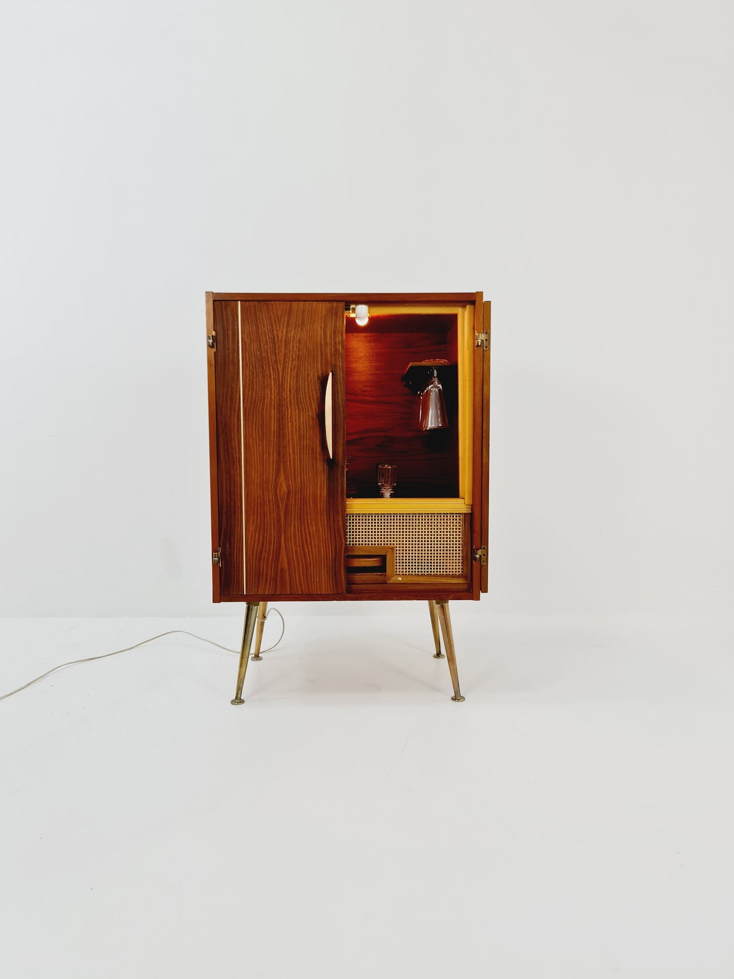 Rare Mid century Walnut German Old TV Cabinet bar/ sideboard, BY Else Möbel 1950s