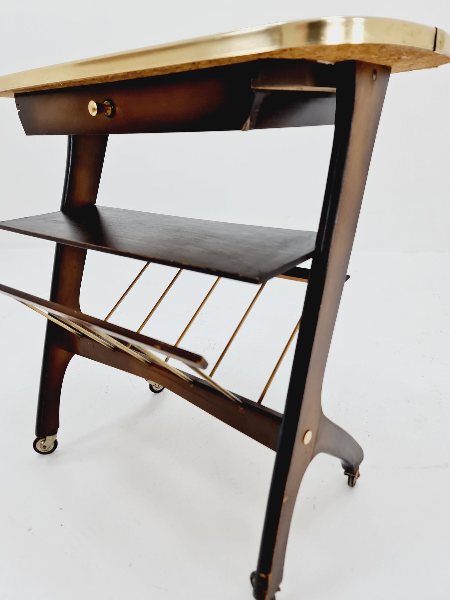 Super Rare Vintage German mid century Sidetable magazine rack, 1950s