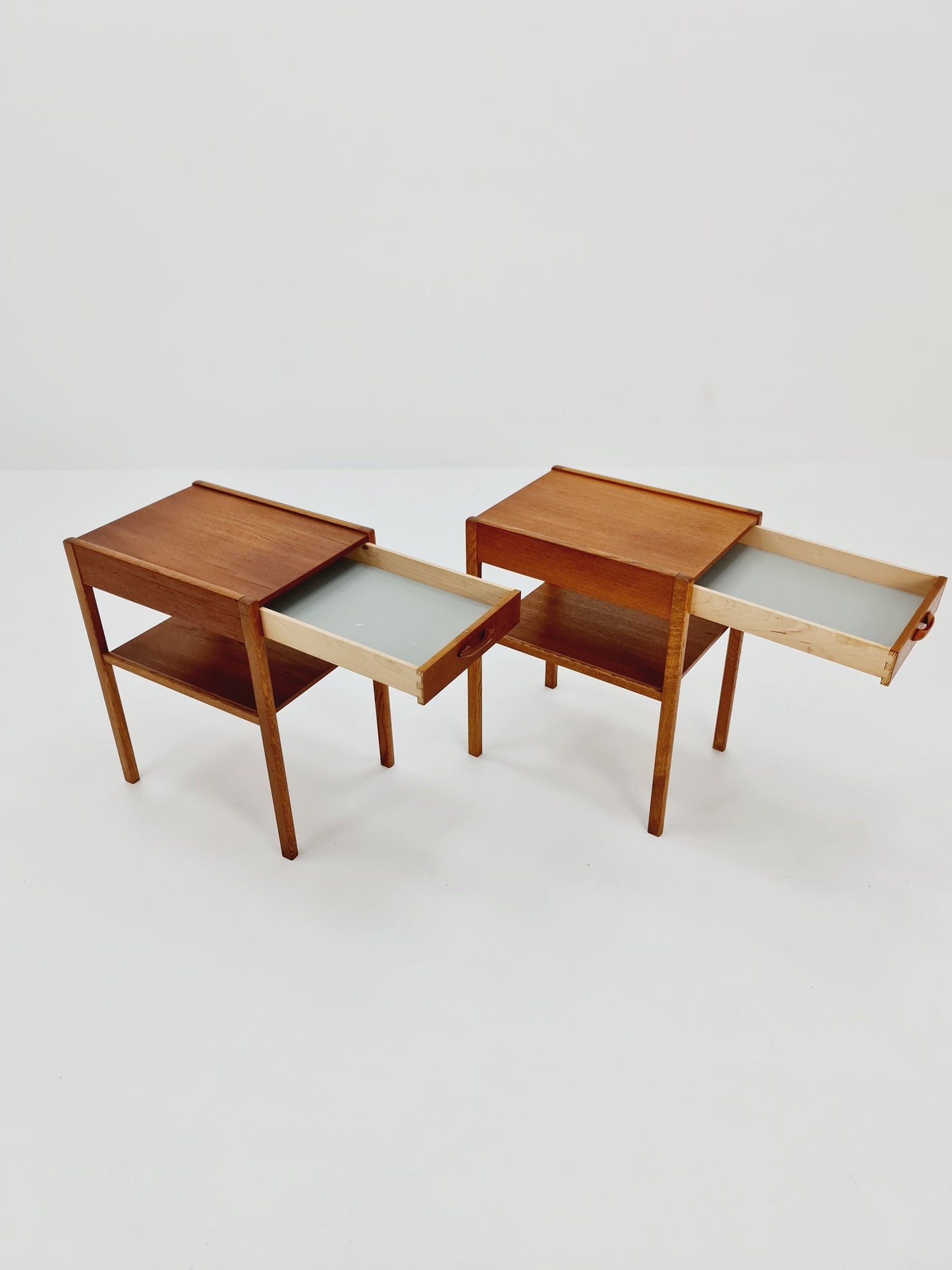 Mid century Danish teak & Oak bedside tables/ nightstands , 1960s, set of 2
