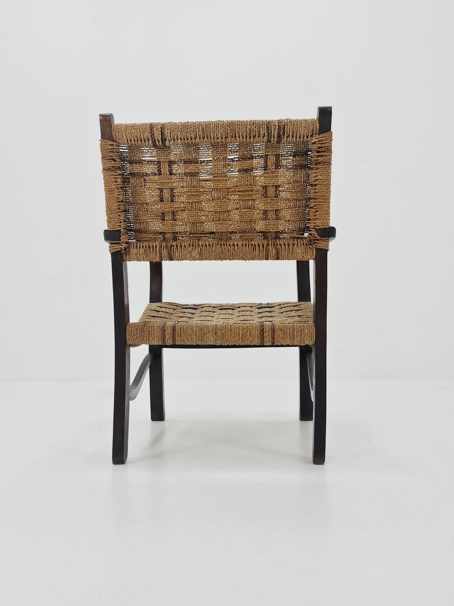 Bauhaus vintage papercord armchair by Ehrich Dieckmann, 1930s