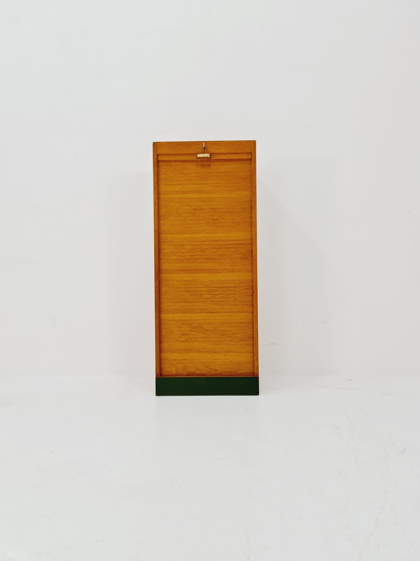 Mid century German roll document cabinet in Oak Wood by MW Büro Möbel , 1950s