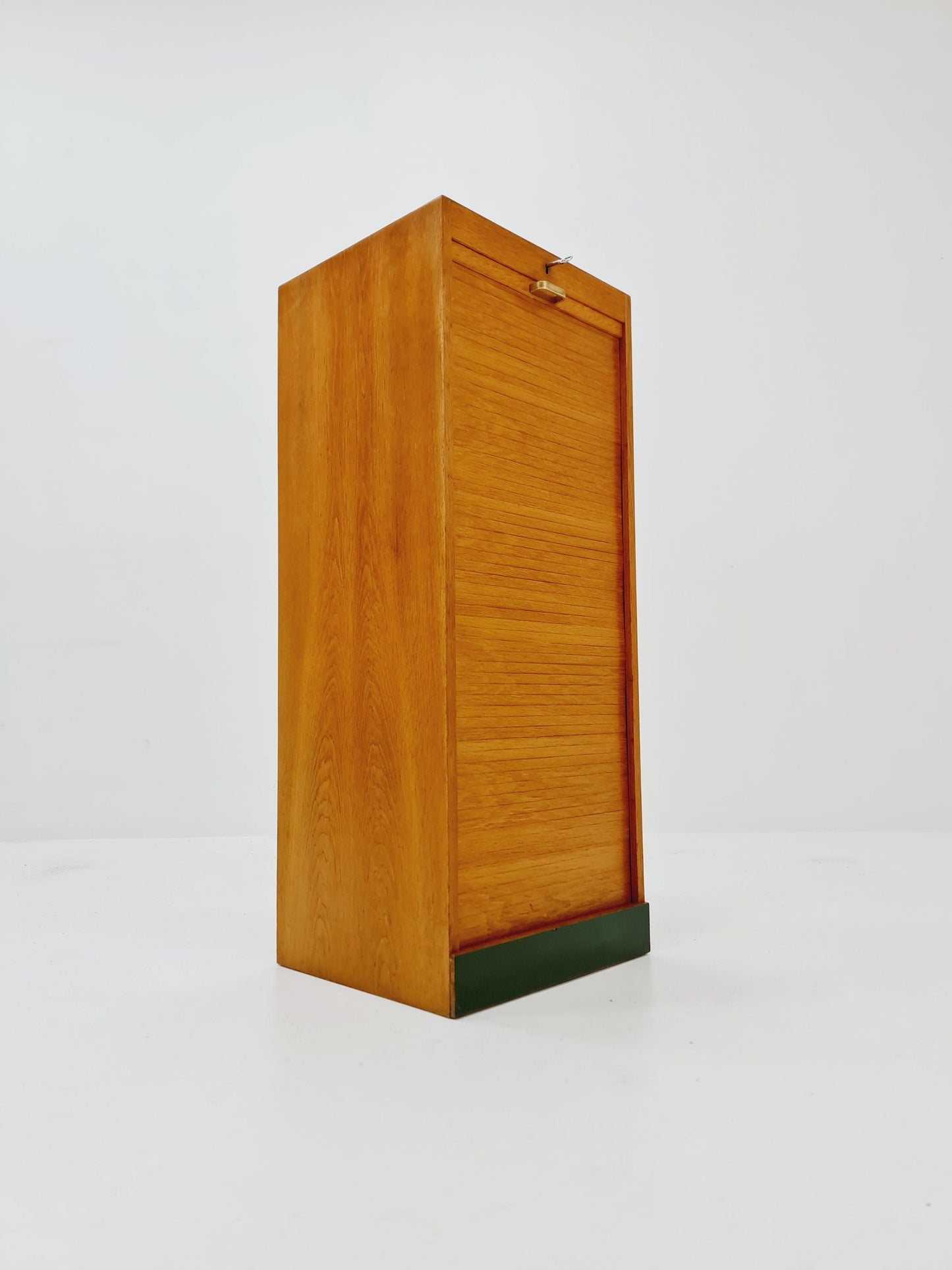 Mid century German roll document cabinet in Oak Wood by MW Büro Möbel , 1950s