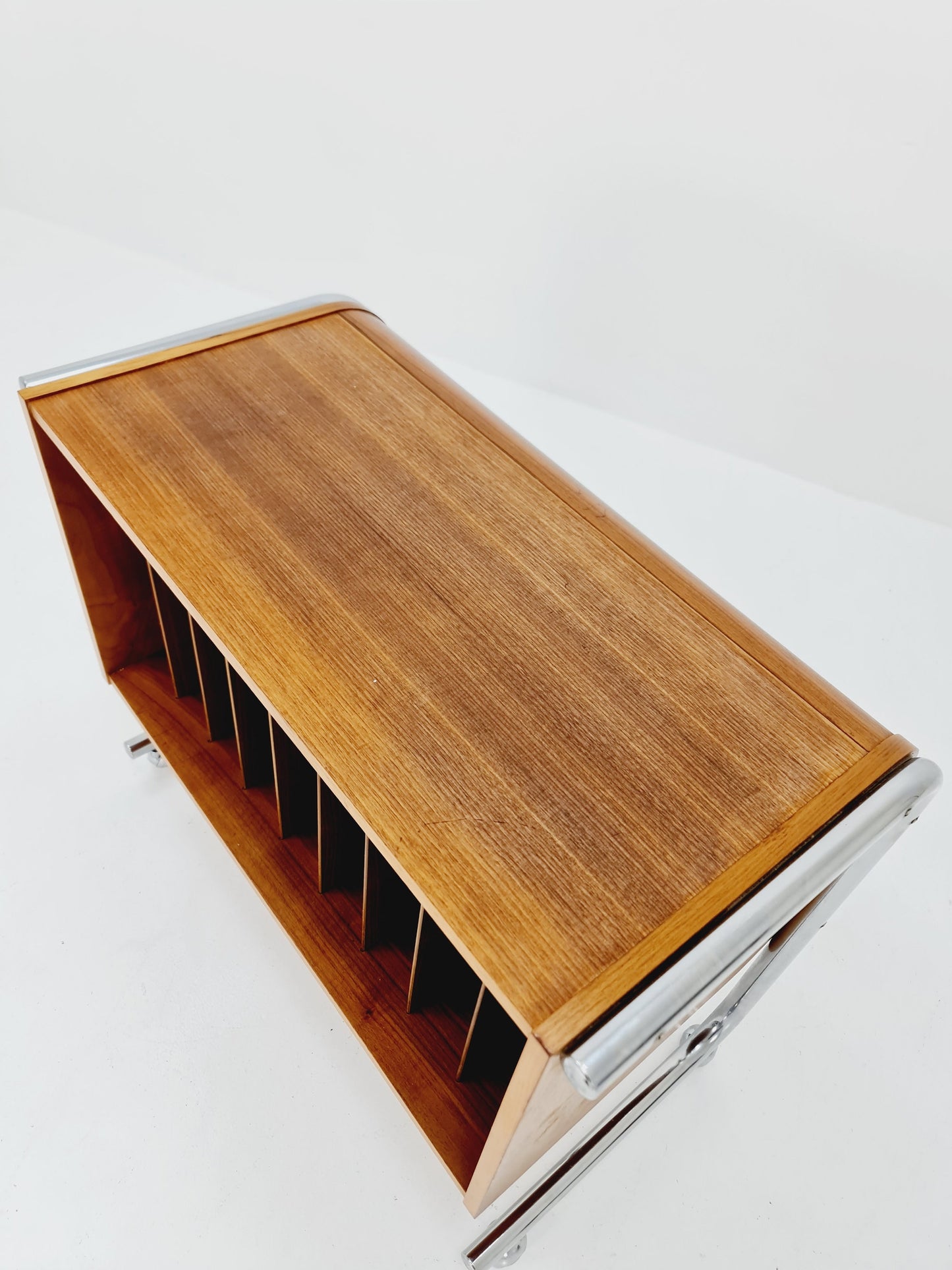 Vintage Bauhaus walnut record cabinet sideboard , 1960s