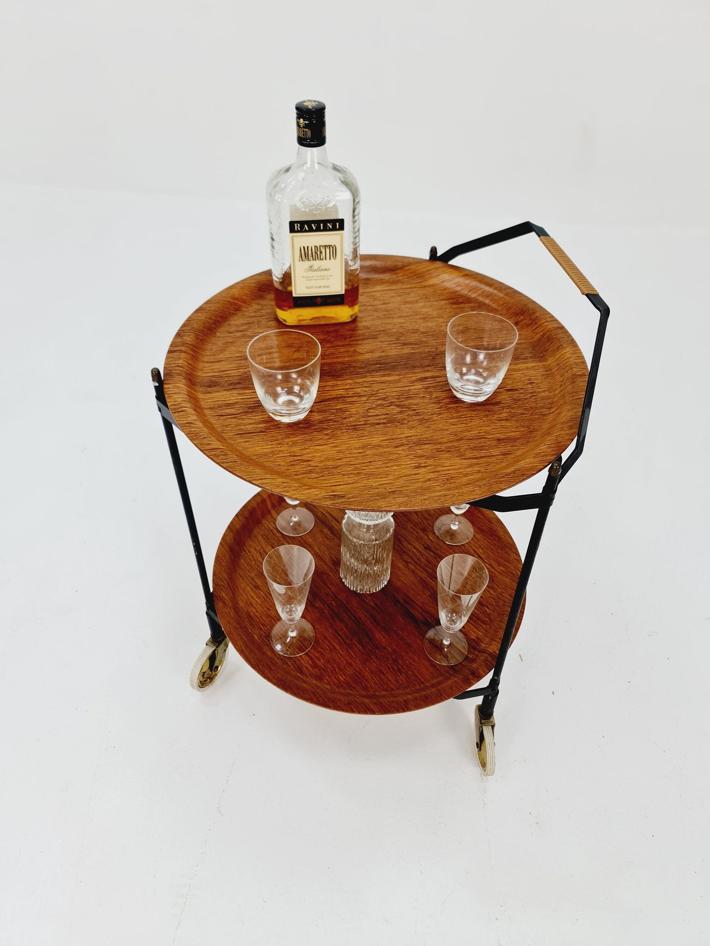 Vintage Swidish mid century Folding trolley bar cart in teak & metal,By Äry Fanerprodukter 1960s
