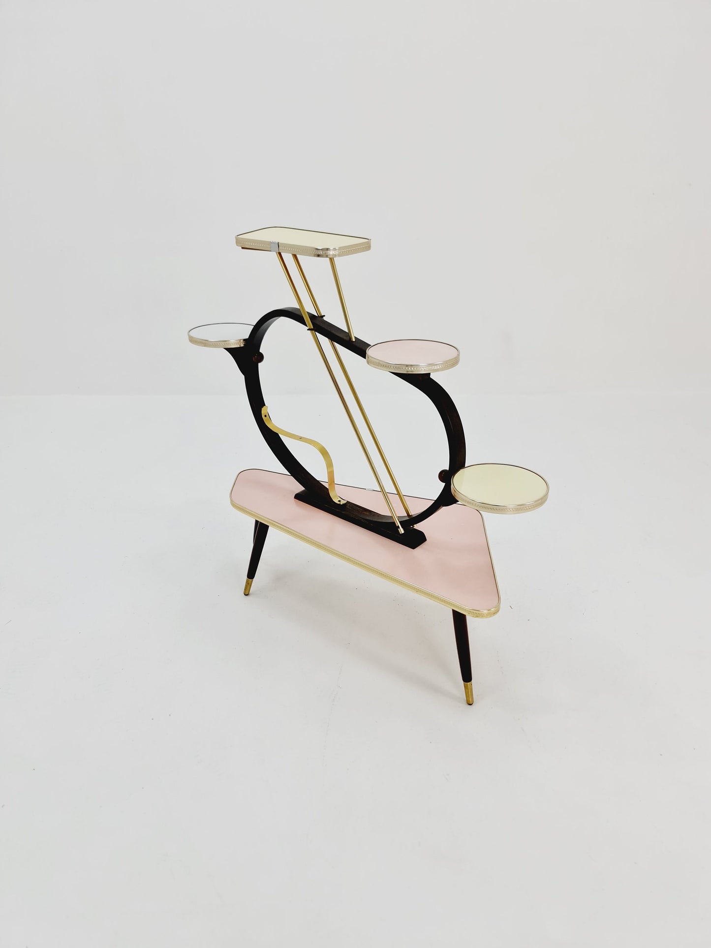 Big 1950s German Plant Stand, Colorful Vintage Mid-Century Minimalist Indoor Plant Stand Side Table Retro flower table