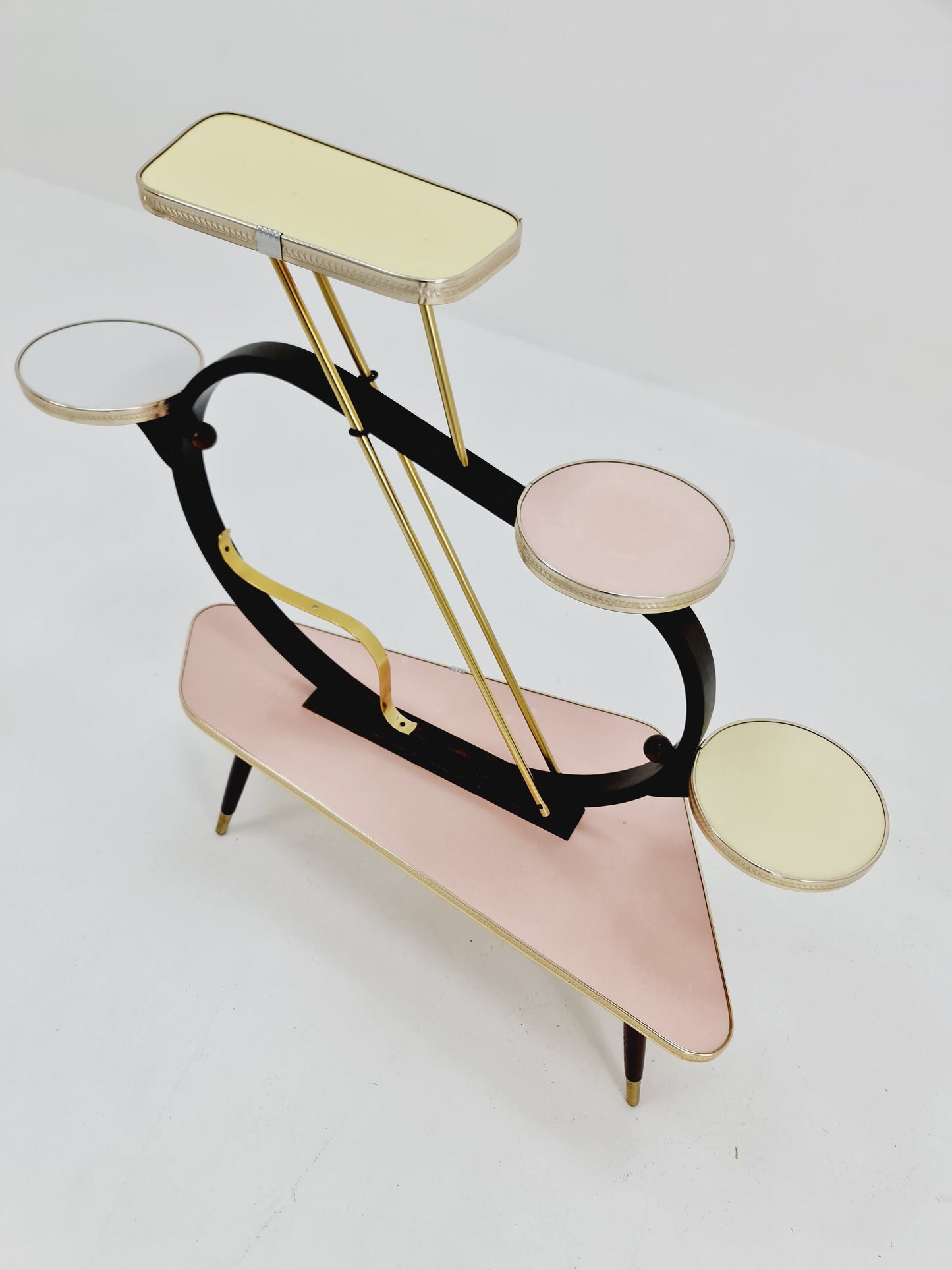 Big 1950s German Plant Stand, Colorful Vintage Mid-Century Minimalist Indoor Plant Stand Side Table Retro flower table