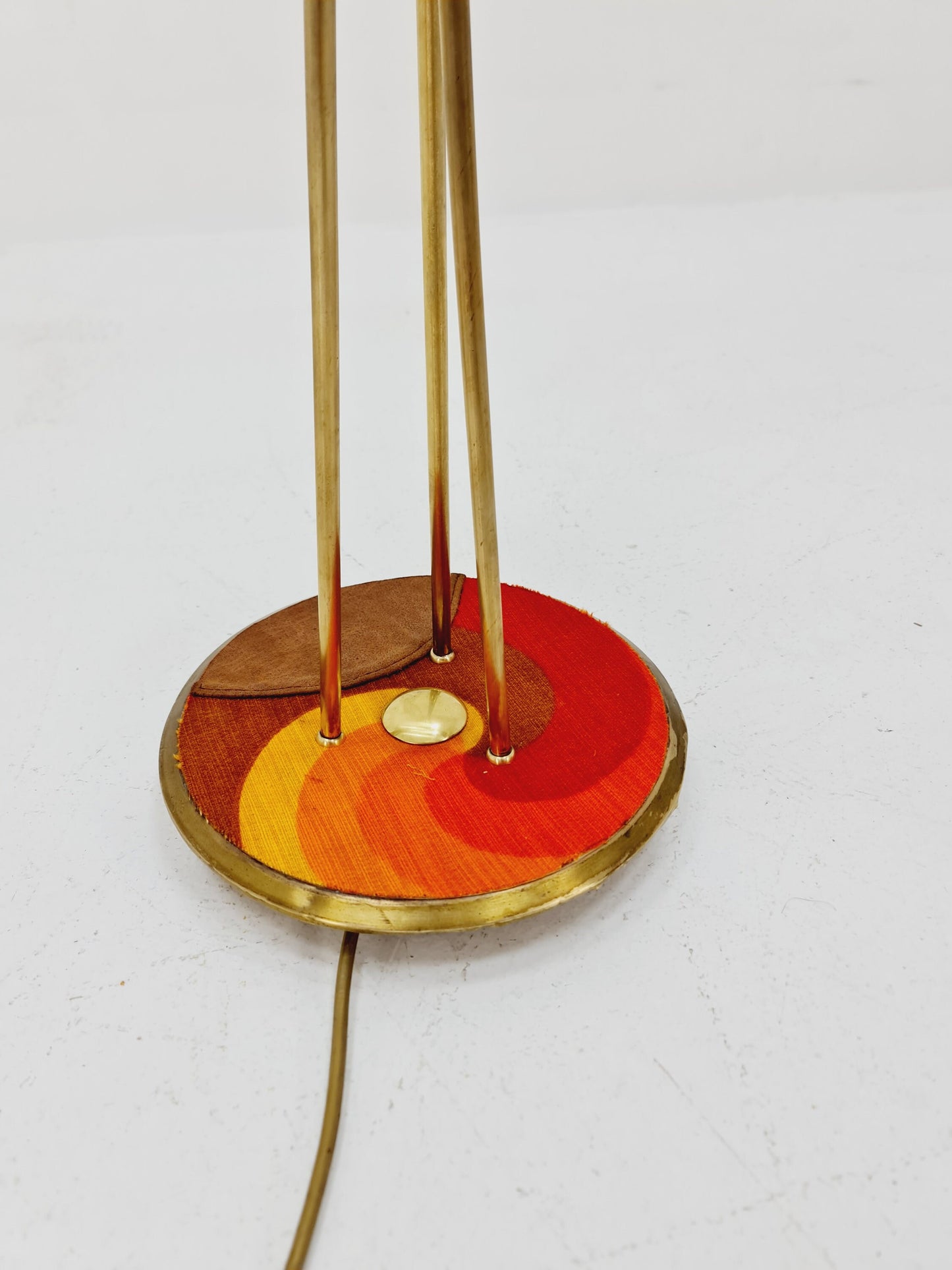 German Modern three flex arms brass floor lamp, tütenlampe, 1950s