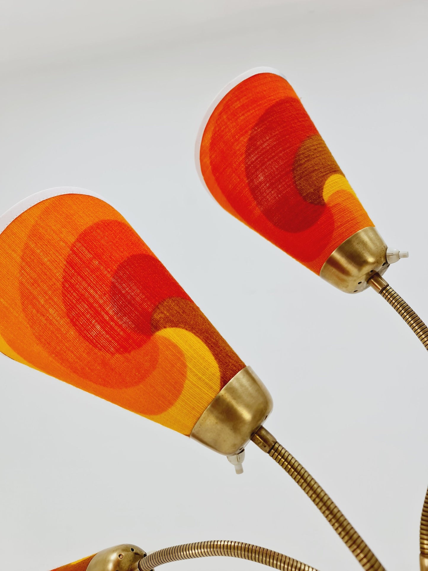 German Modern three flex arms brass floor lamp, tütenlampe, 1950s
