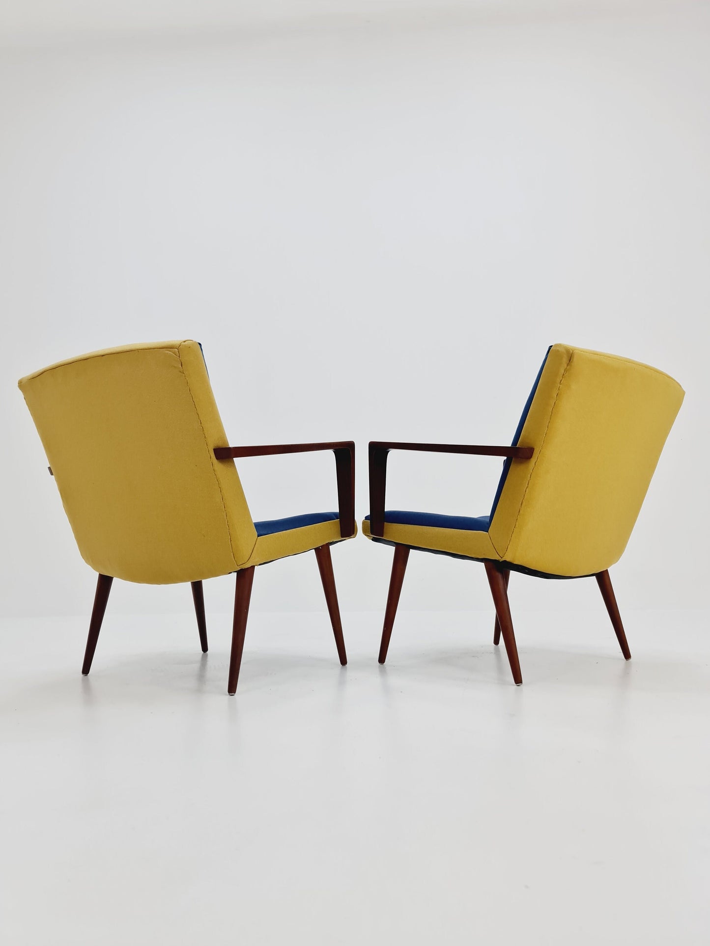 Rare Midcentury German Teak Set of 2 club lounge chair , 1950s