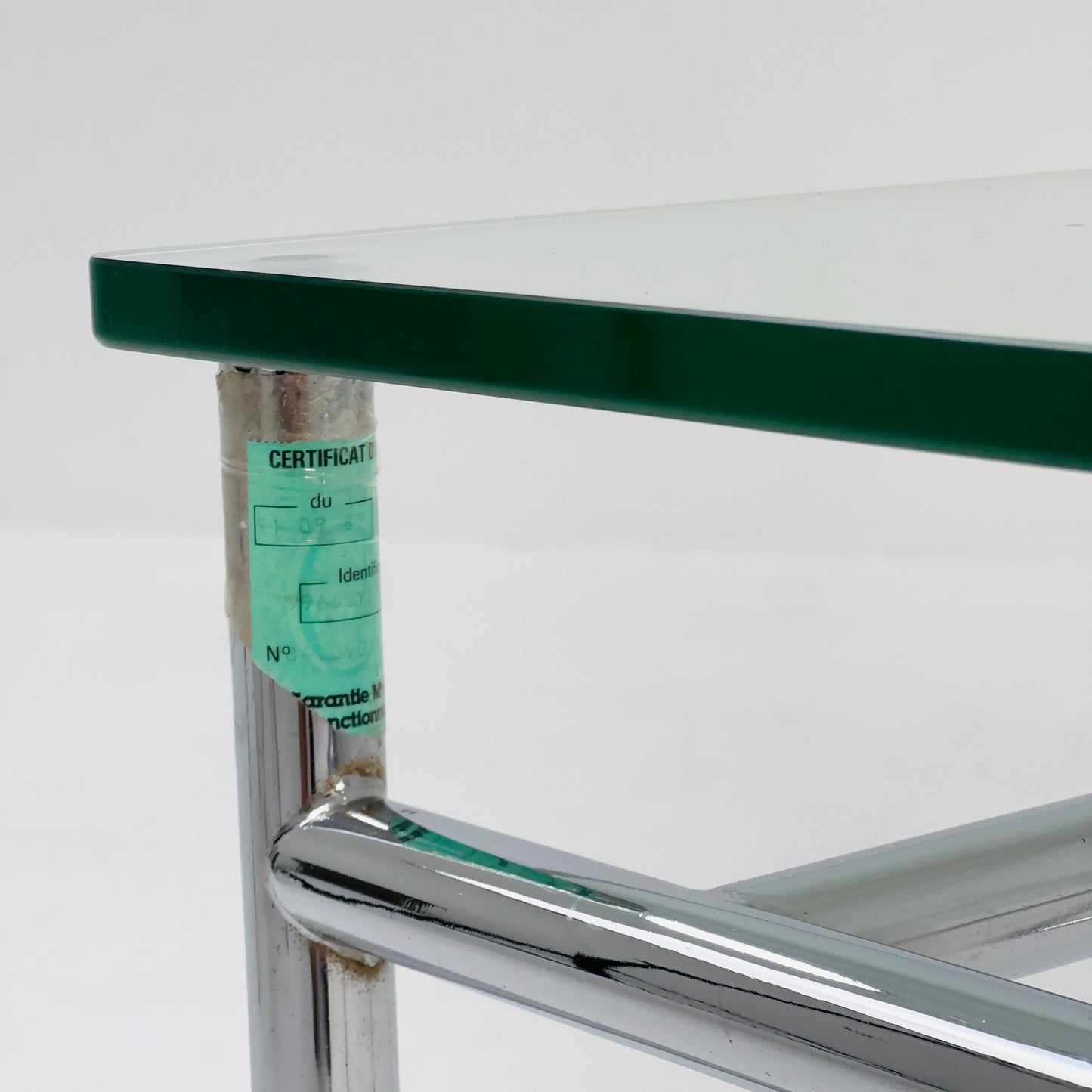 mid century Bauhaus coffee table chrome and glass 1980s France