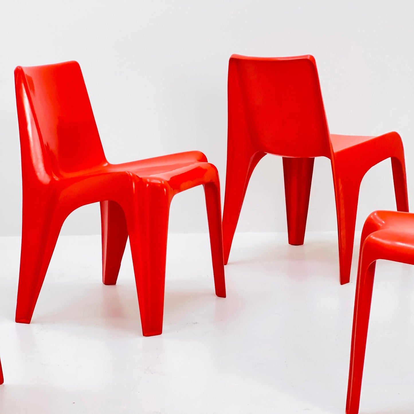 Space age Set of 4 Dining chairs Bofinger BA1171 chair by Helmut Bätzner,1970