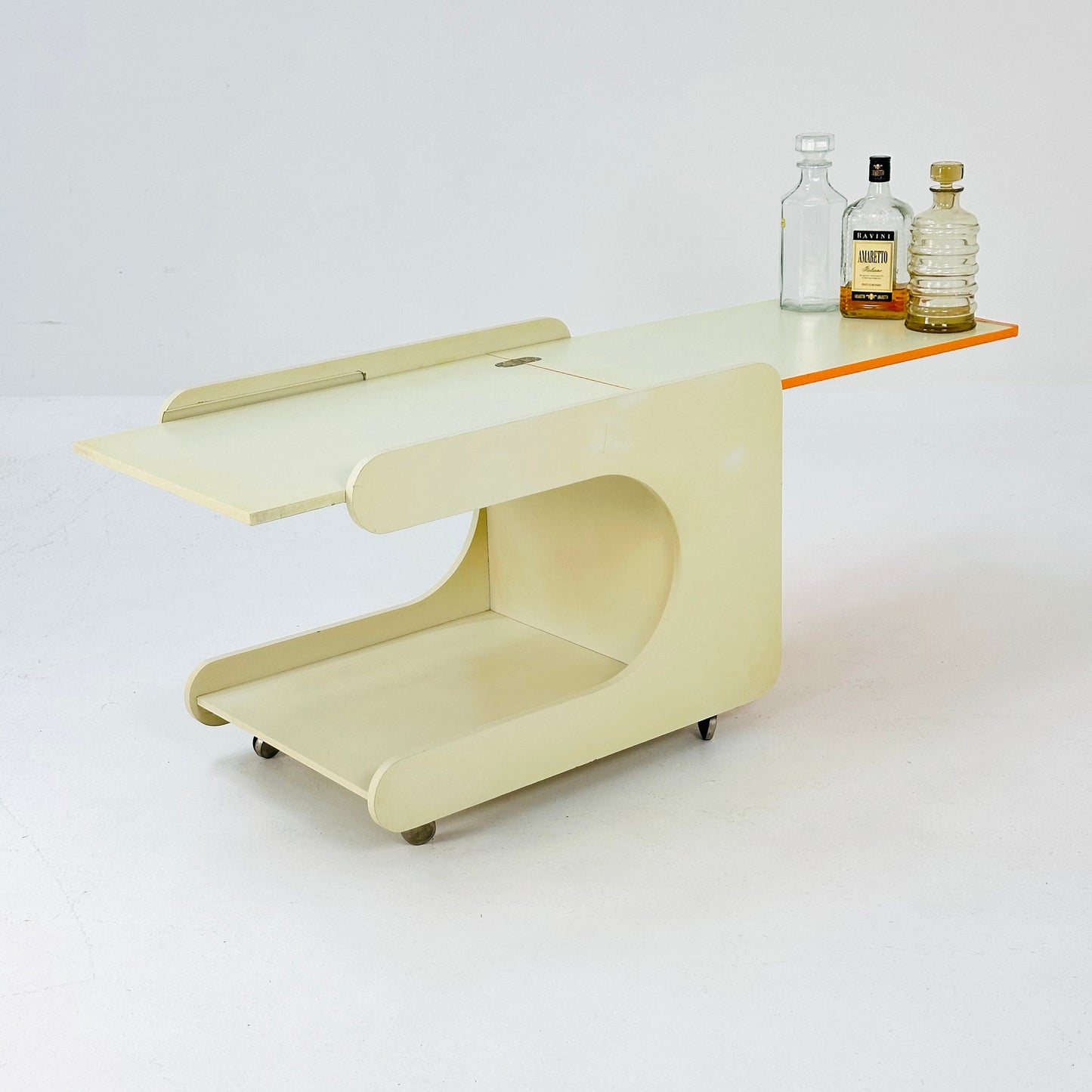 Space age white trolley /cart/side table 1960s