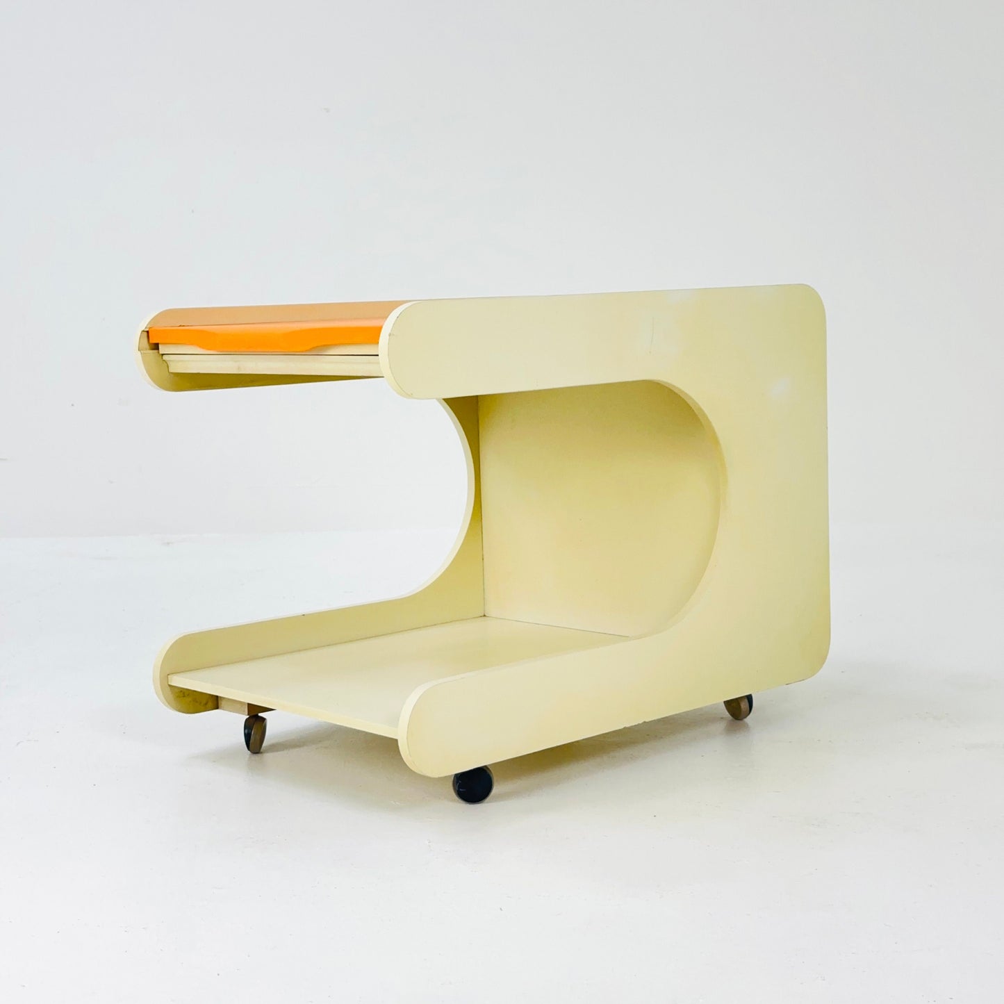 Space age white trolley /cart/side table 1960s