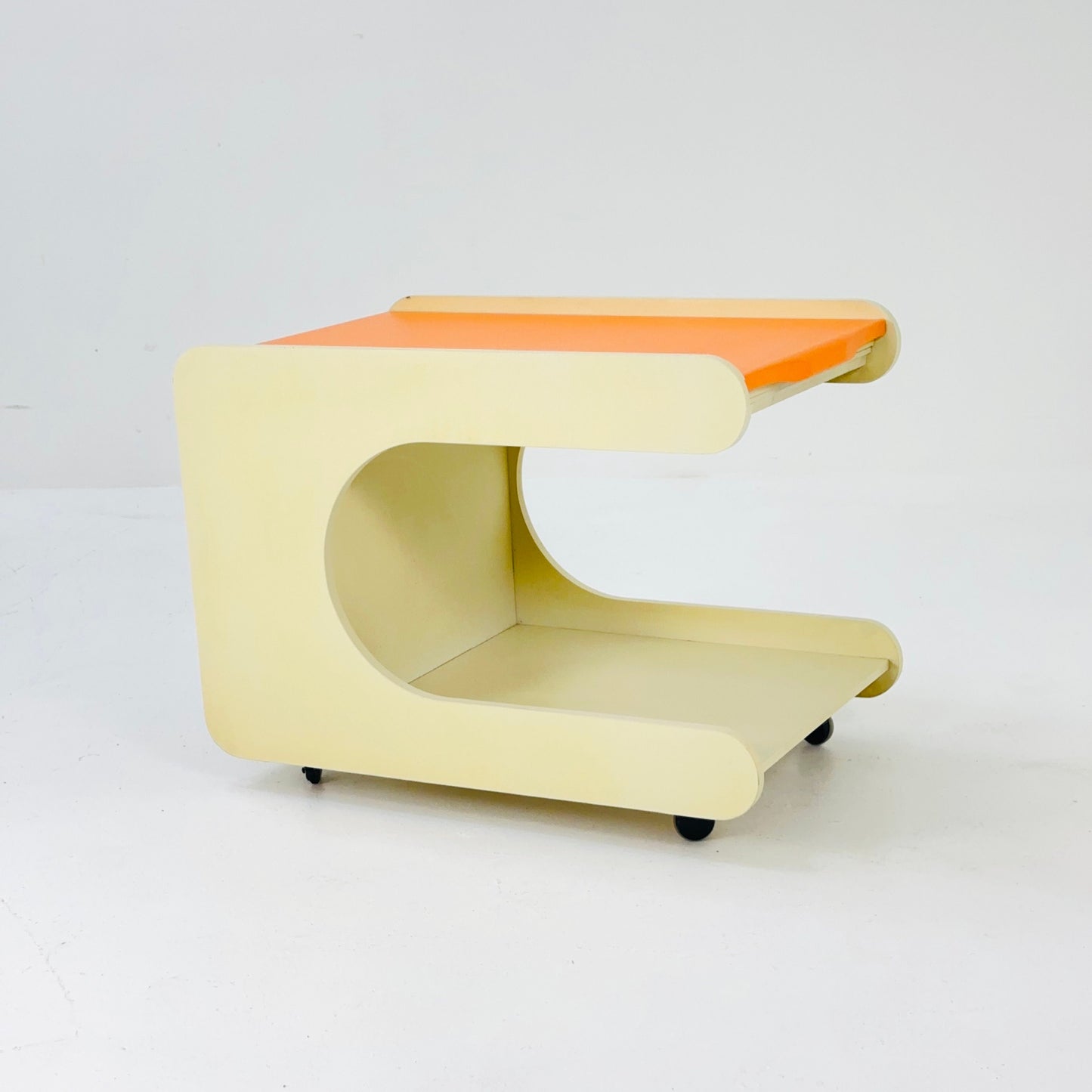 Space age white trolley /cart/side table 1960s
