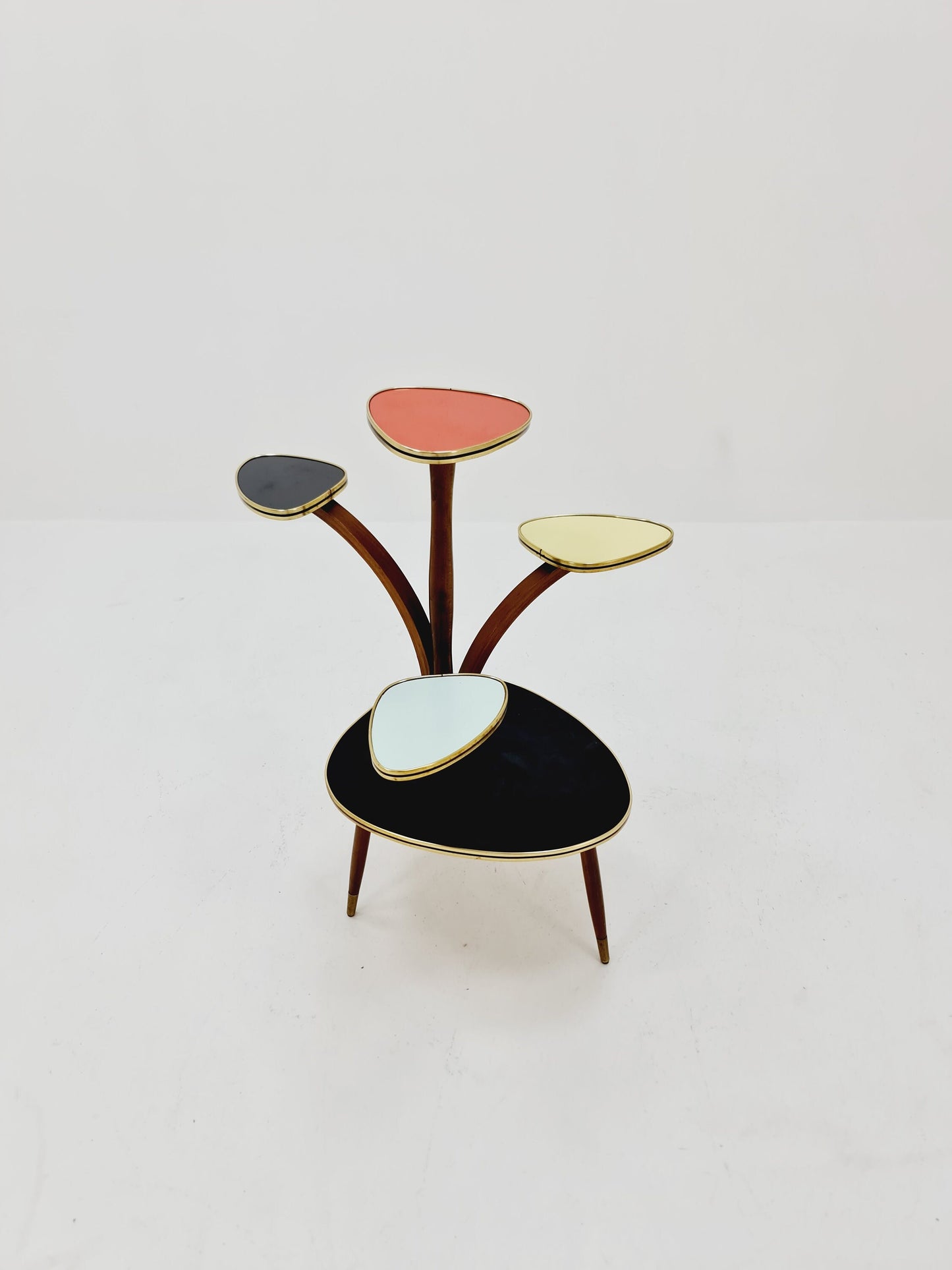 Big 1950s German Plant Stand, Colorful Vintage Mid-Century Minimalist Indoor Plant Stand Side Table Retro flower table