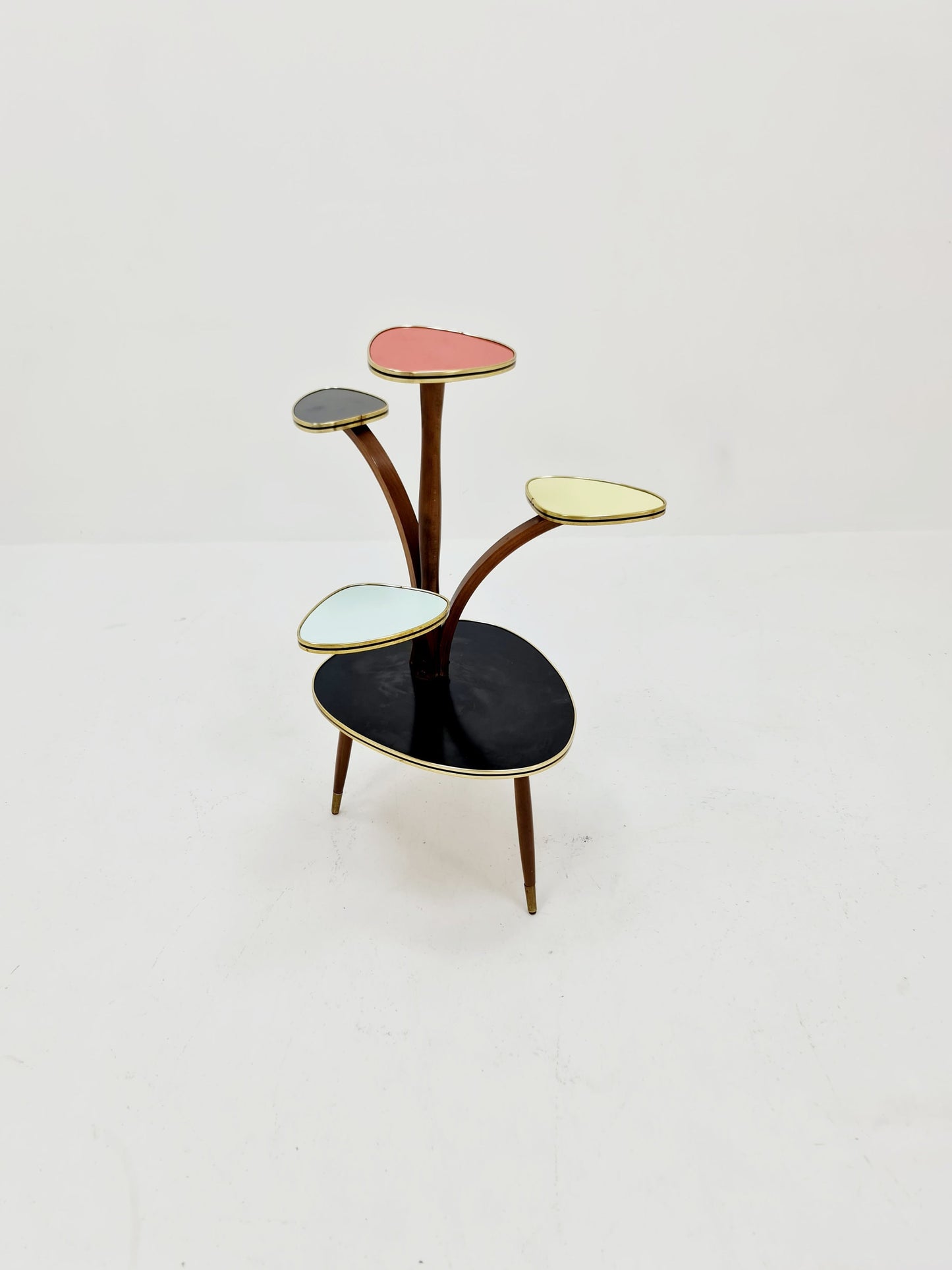 Big 1950s German Plant Stand, Colorful Vintage Mid-Century Minimalist Indoor Plant Stand Side Table Retro flower table