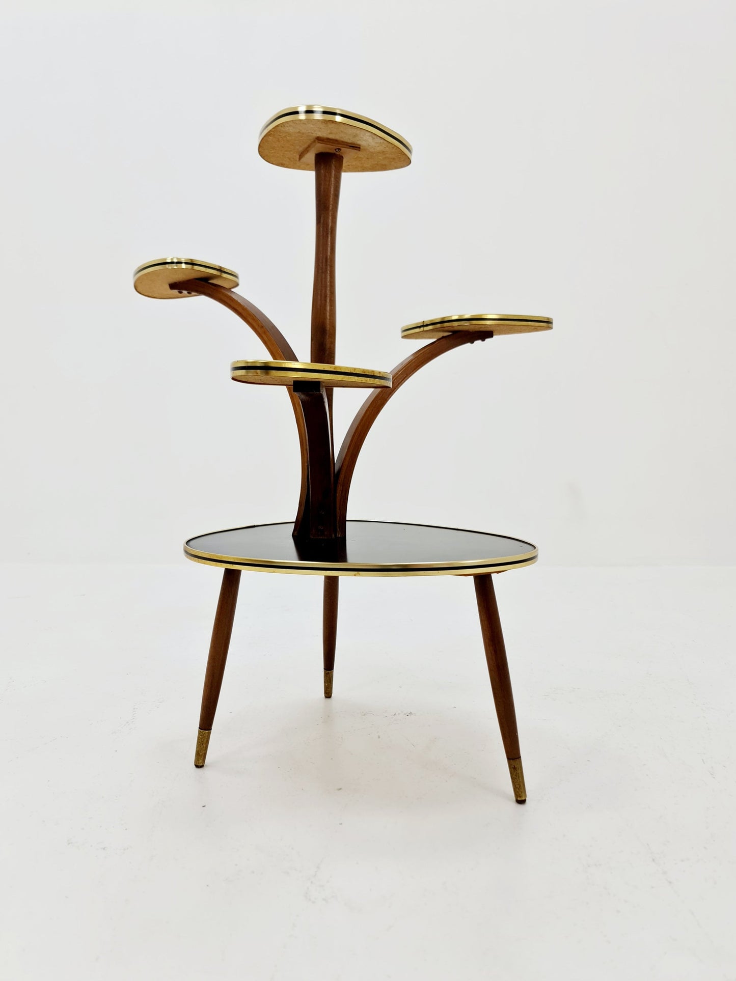 Big 1950s German Plant Stand, Colorful Vintage Mid-Century Minimalist Indoor Plant Stand Side Table Retro flower table