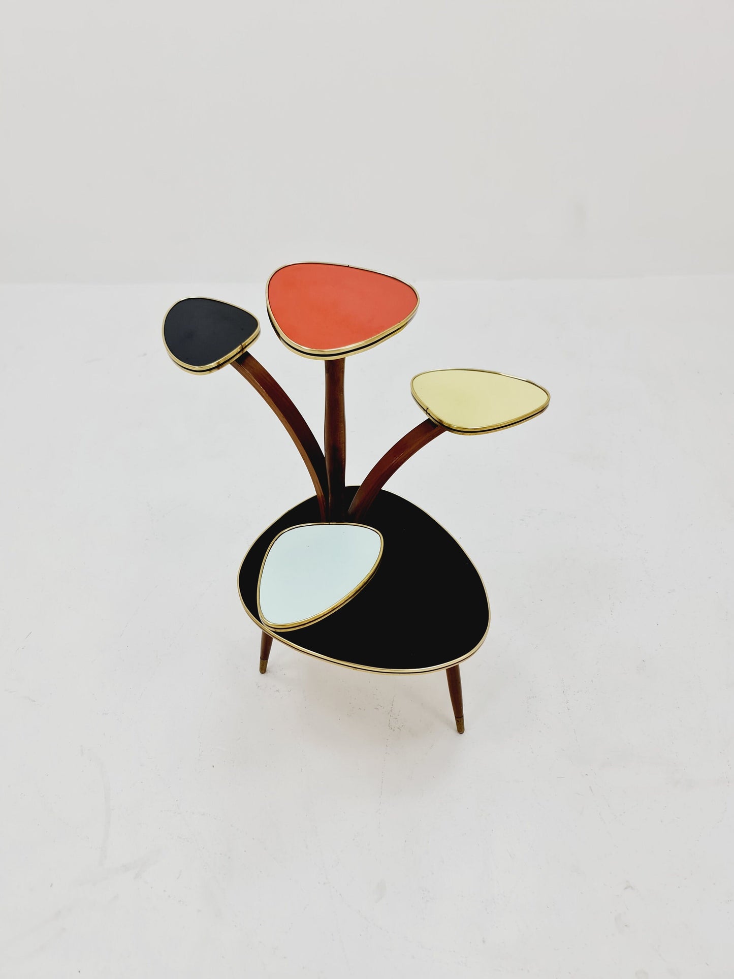 Big 1950s German Plant Stand, Colorful Vintage Mid-Century Minimalist Indoor Plant Stand Side Table Retro flower table