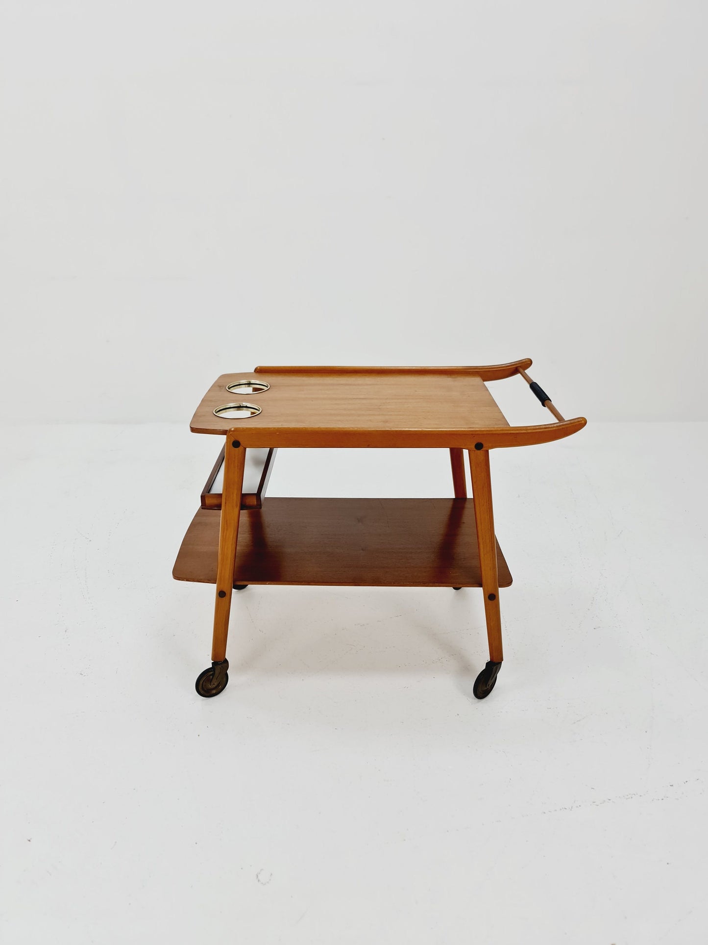 Vintage German mid century trolley bar cart in Walnut , 1960s