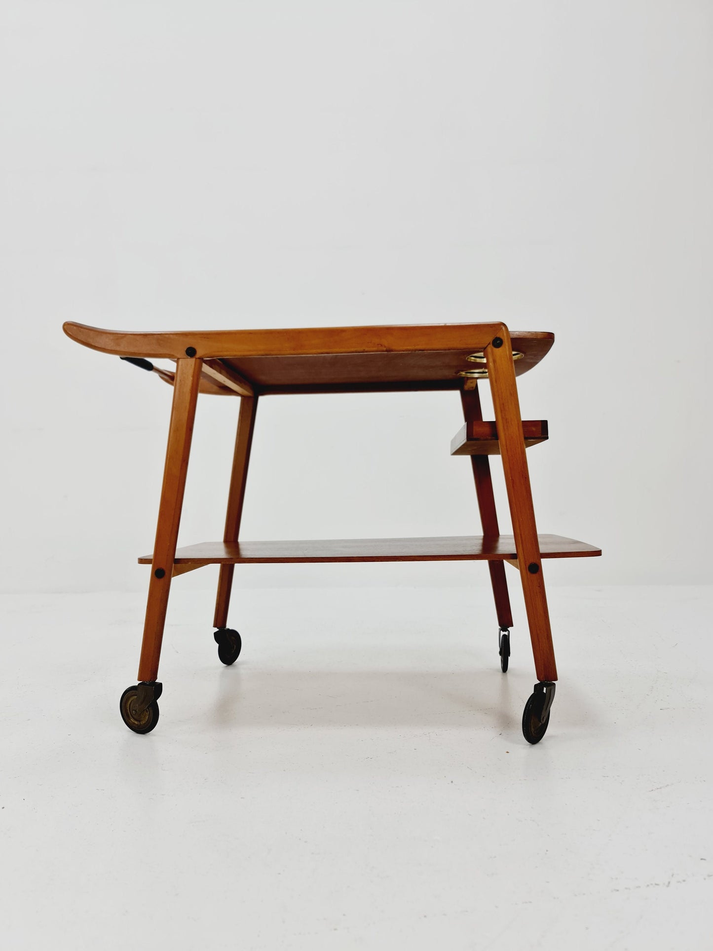 Vintage German mid century trolley bar cart in Walnut , 1960s
