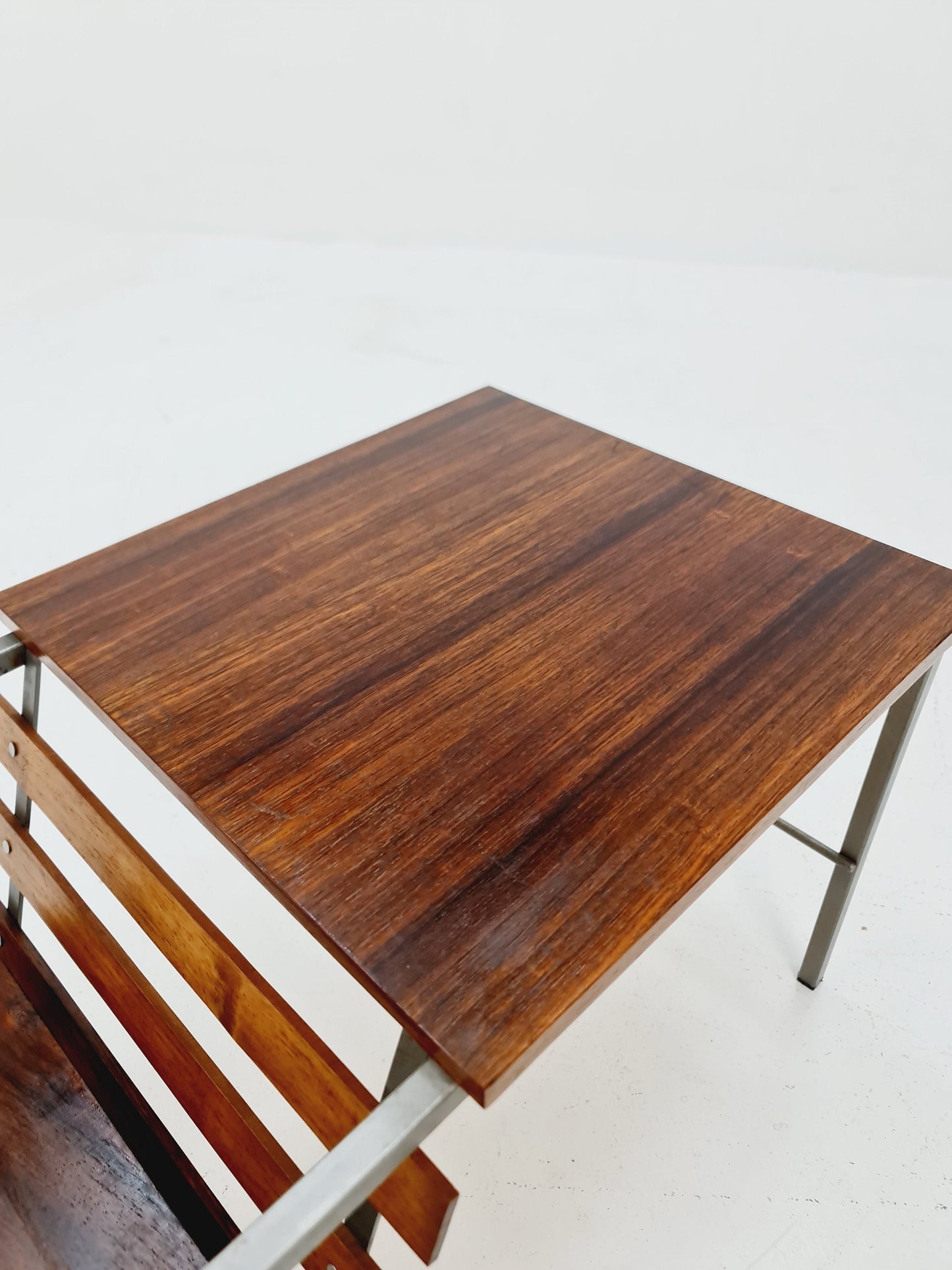 Midcentury Rosewood Vintage Side table/ Bedside table/ Night stand with News Paper shelf straight from the sixties
