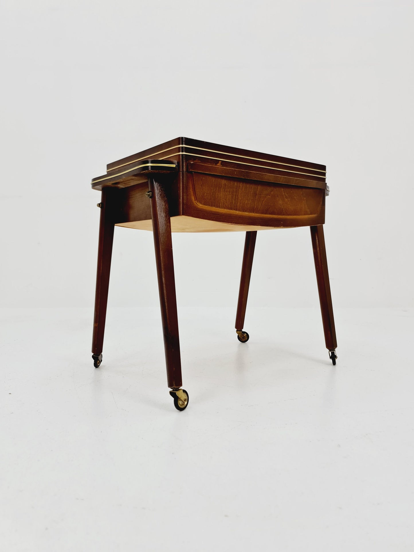 Rare Vintage walnut sweing table/ side table cabinet, 1960s