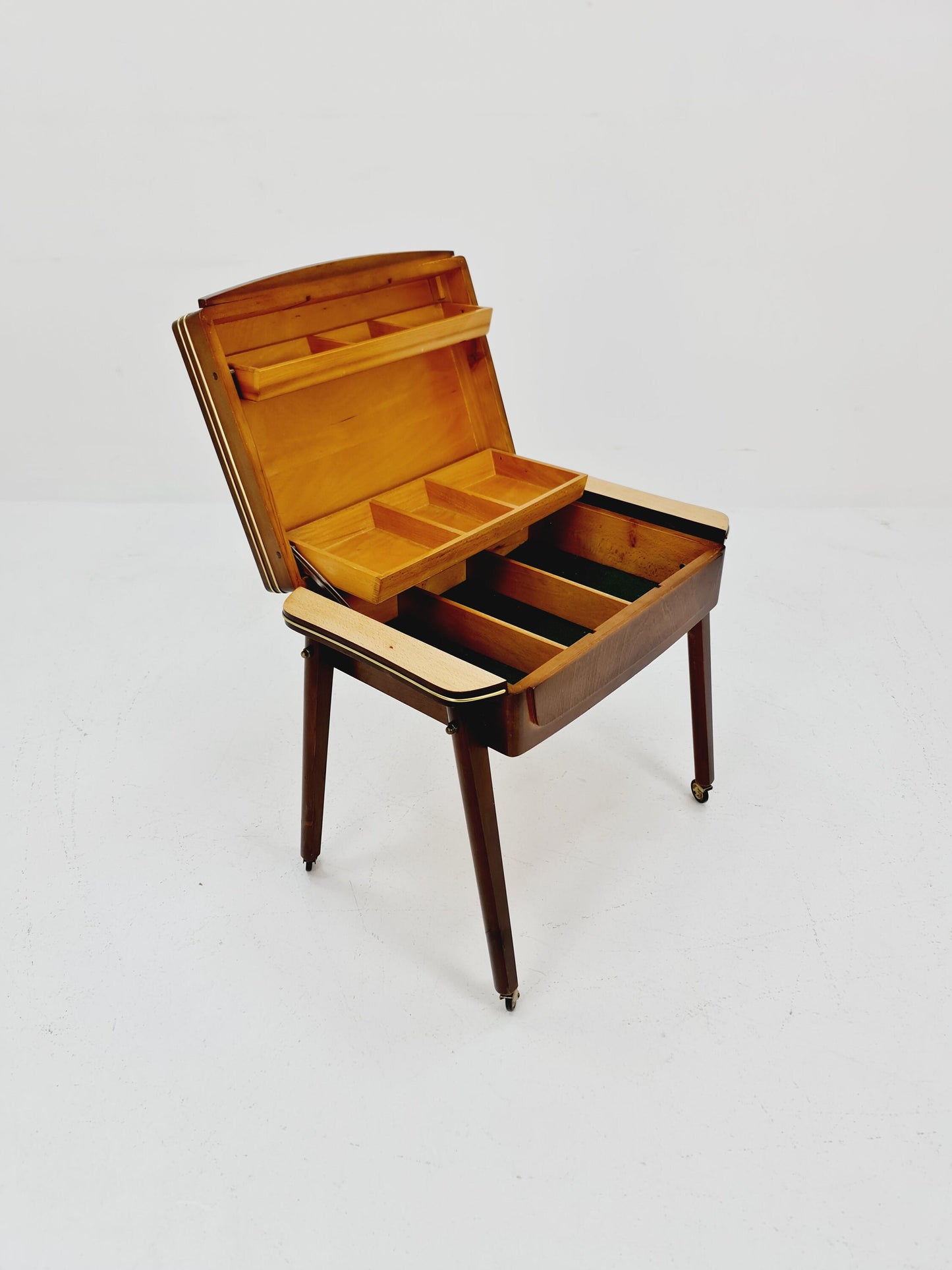Rare Vintage walnut sweing table/ side table cabinet, 1960s