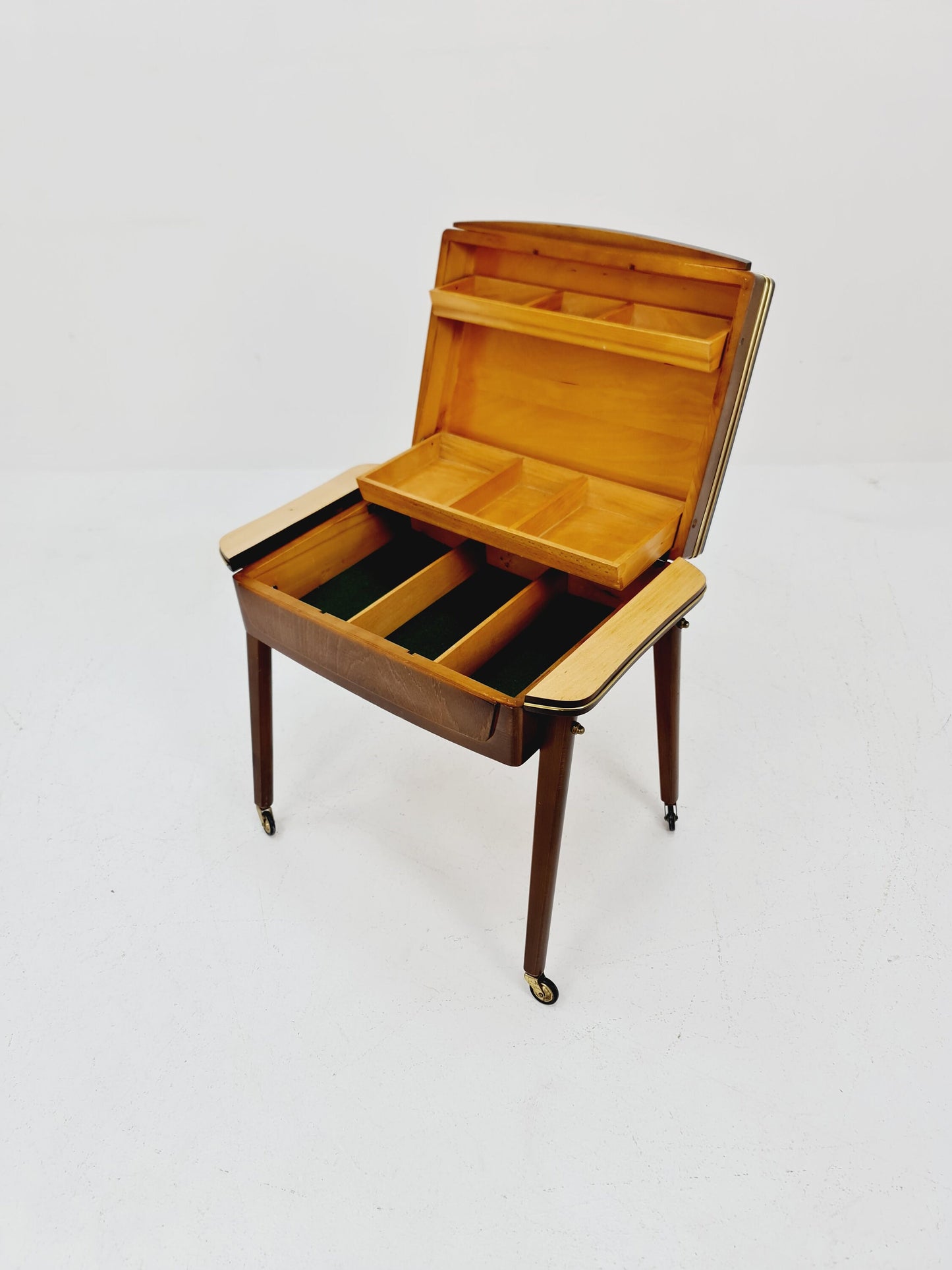 Rare Vintage walnut sweing table/ side table cabinet, 1960s