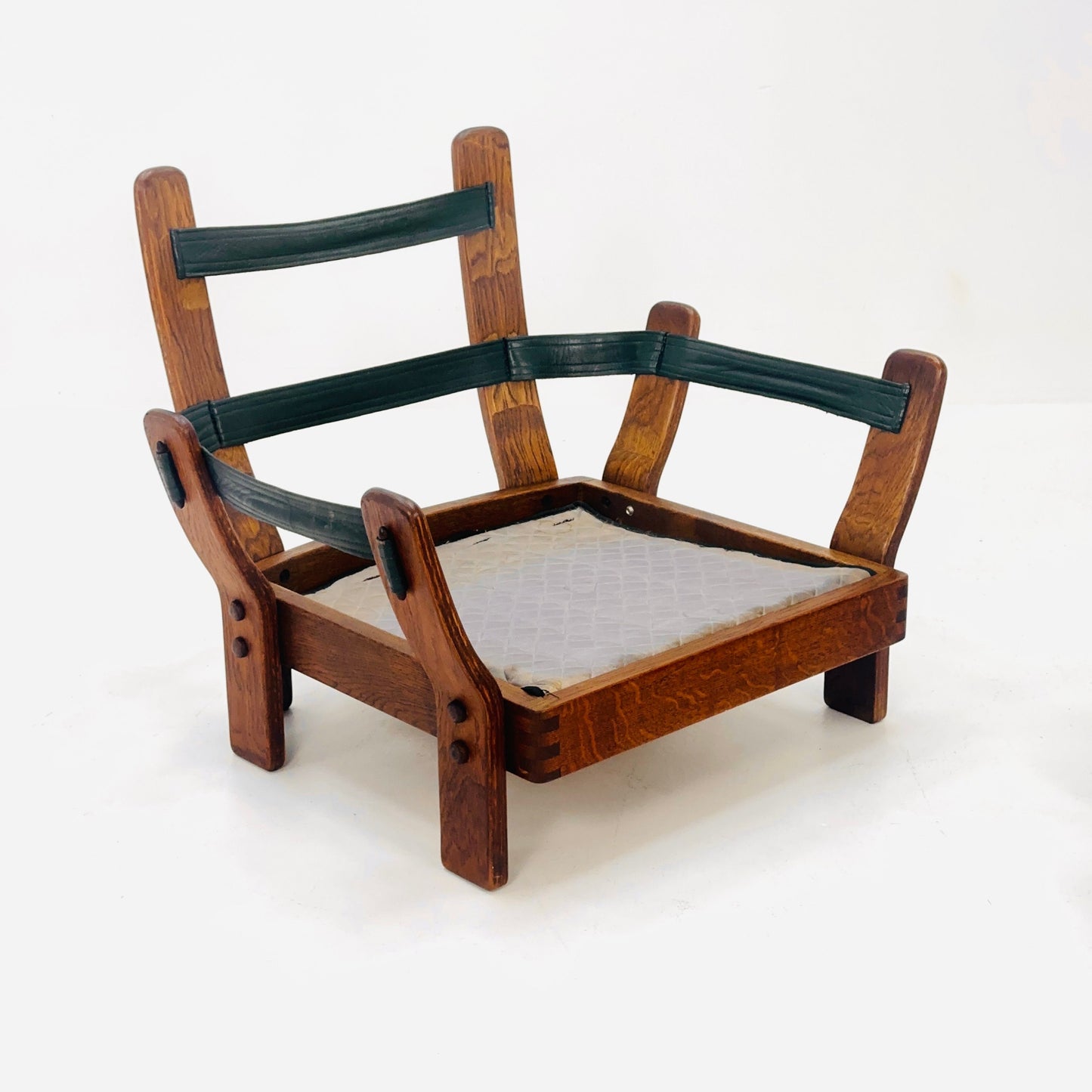 Mid century armchair teak wood and leather Germany 1960s
