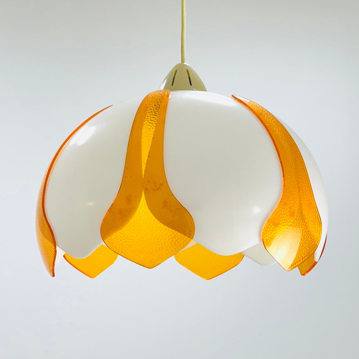 space age orange and white flower Pendant lamp 1980s west Germany