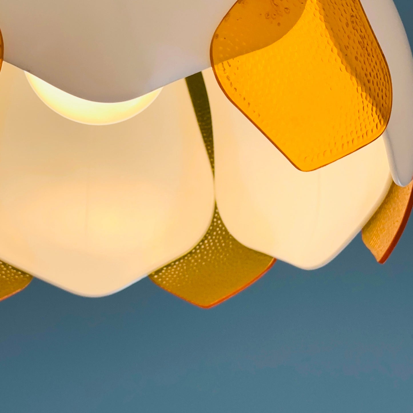 space age orange and white flower Pendant lamp 1980s west Germany