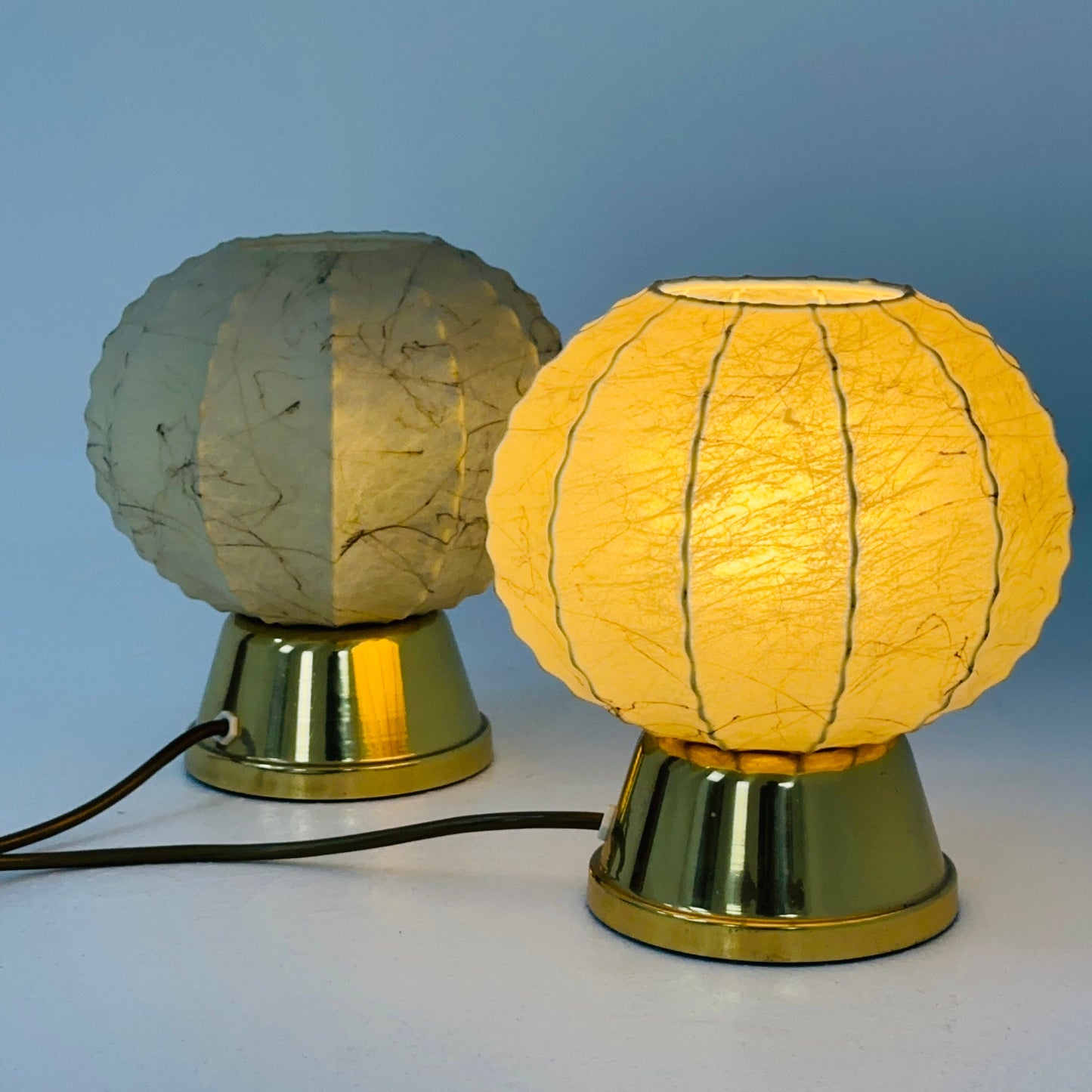 Mid century Pair of Cocoon Gilt Base Table Lamps by Castiglioni Brothers, Italy 1960s