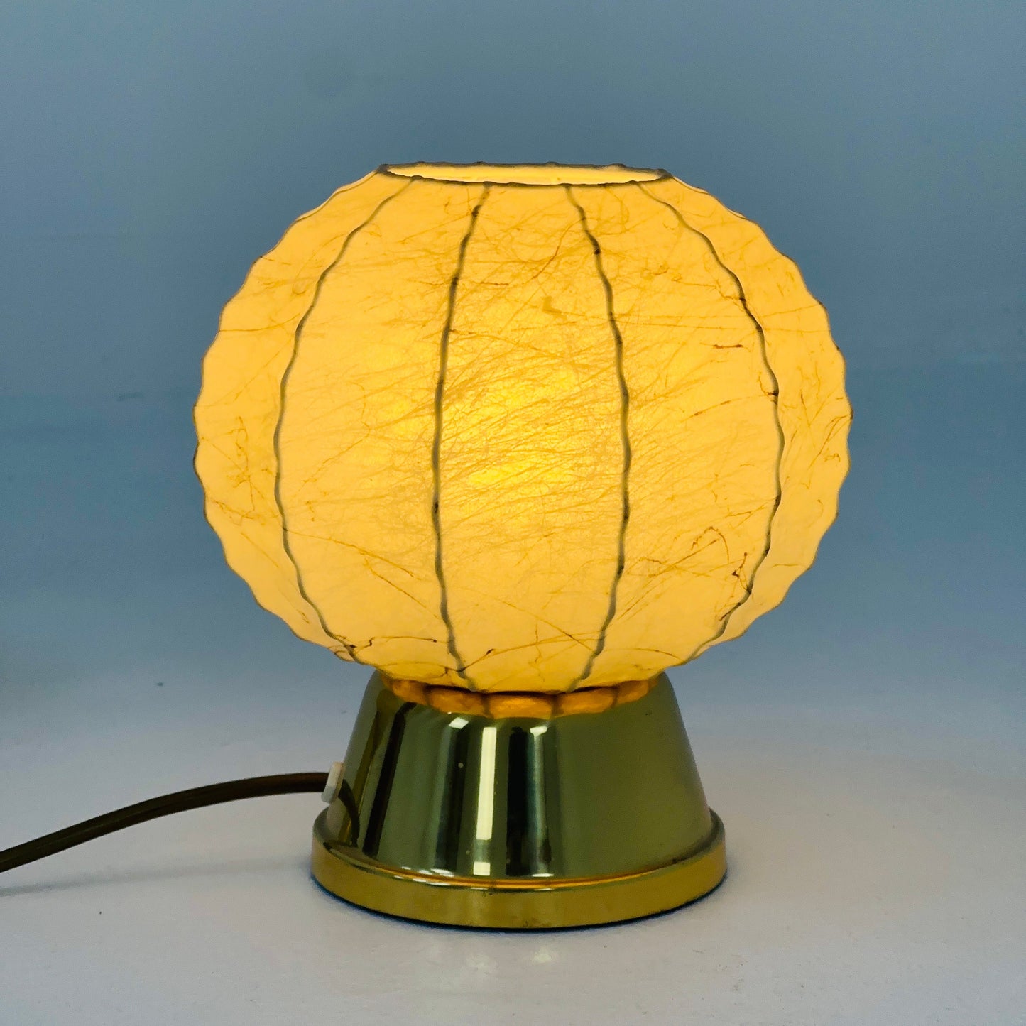 Mid century Pair of Cocoon Gilt Base Table Lamps by Castiglioni Brothers, Italy 1960s