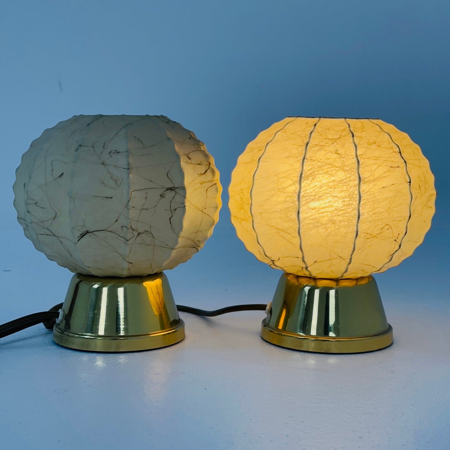 Mid century Pair of Cocoon Gilt Base Table Lamps by Castiglioni Brothers, Italy 1960s