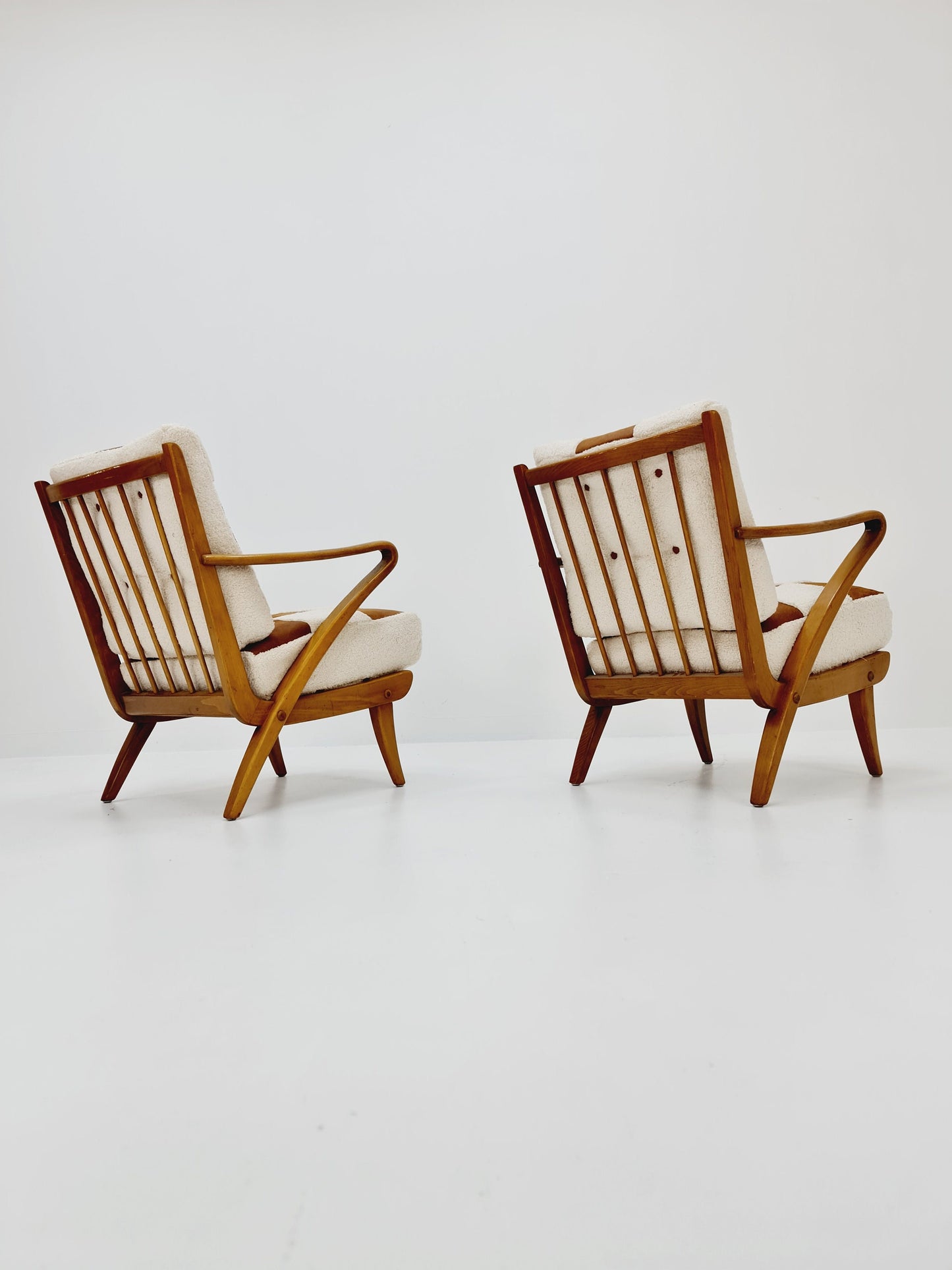 Rare Midcentury German Set of club lounge chair With Ottoman , 1950s
