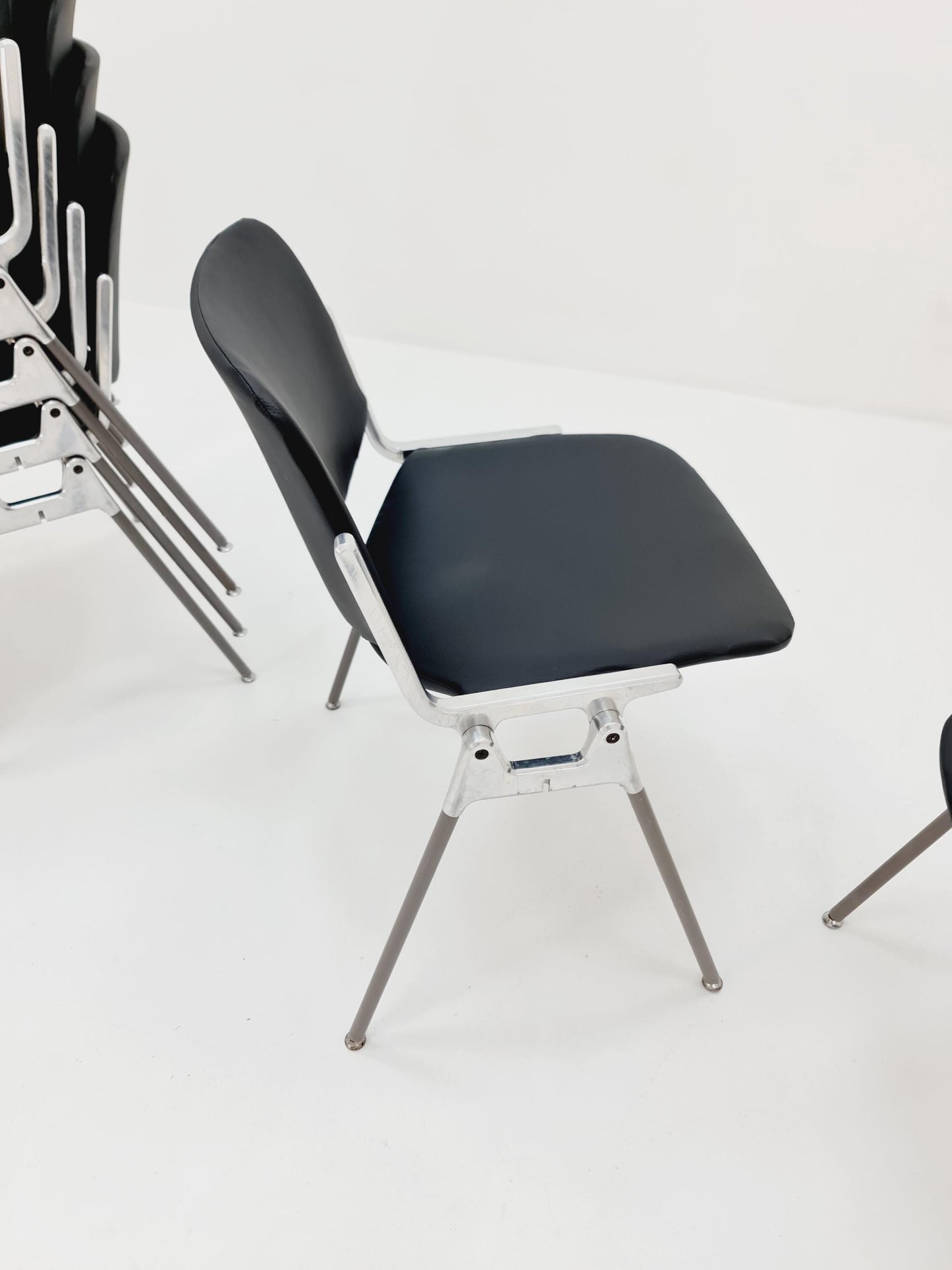 1 / 6 Italian black leatherite Castelli chairs by Giancarlo Piretti, 1970s