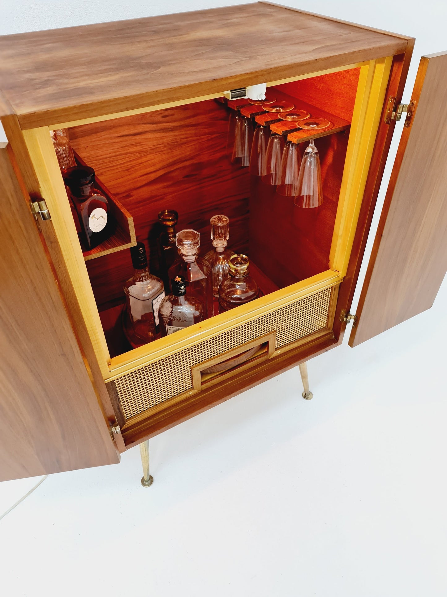 Rare Mid century Walnut German Old TV Cabinet bar/ sideboard, BY Else Möbel 1950s
