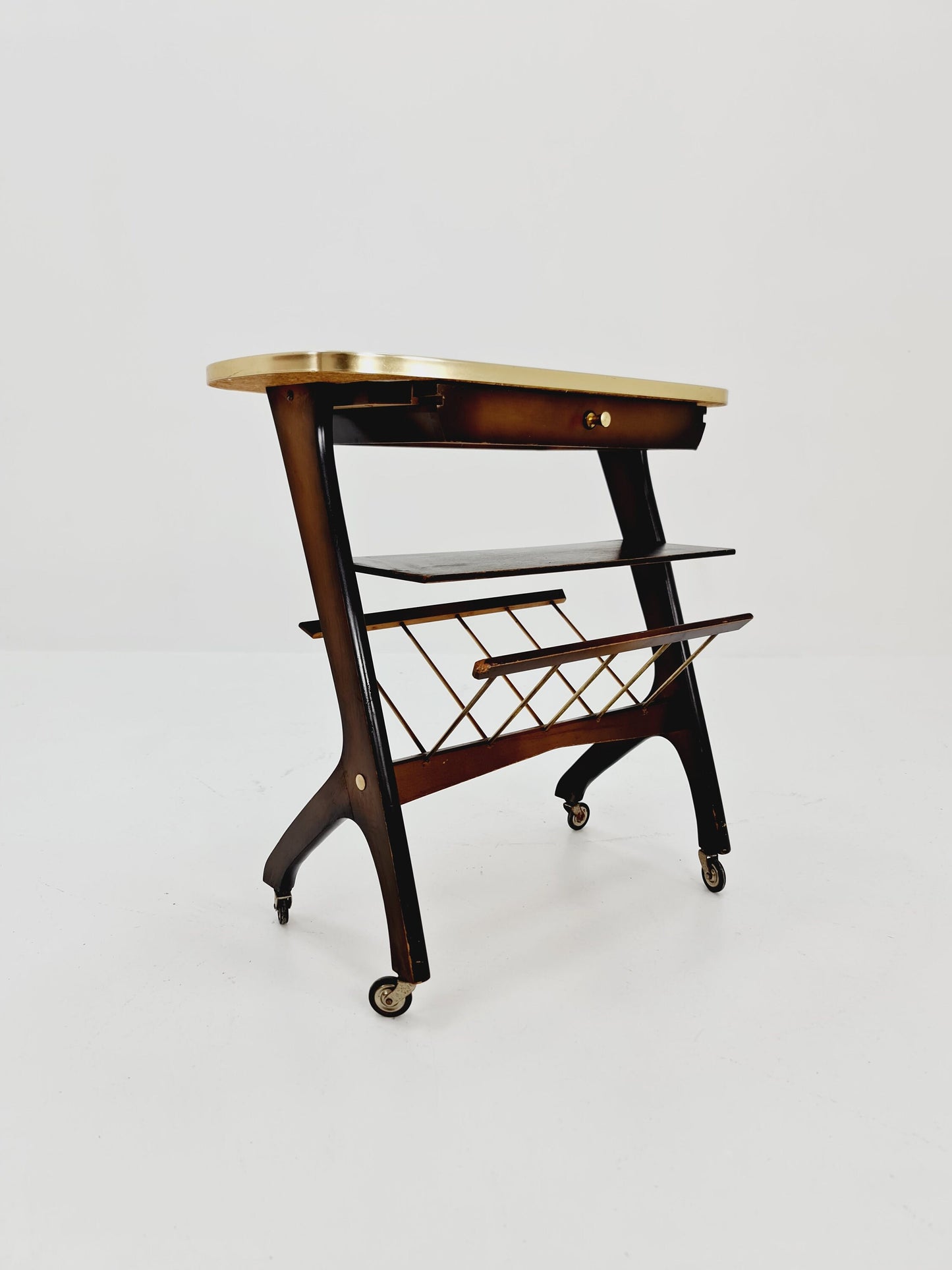 Super Rare Vintage German mid century Sidetable magazine rack, 1950s