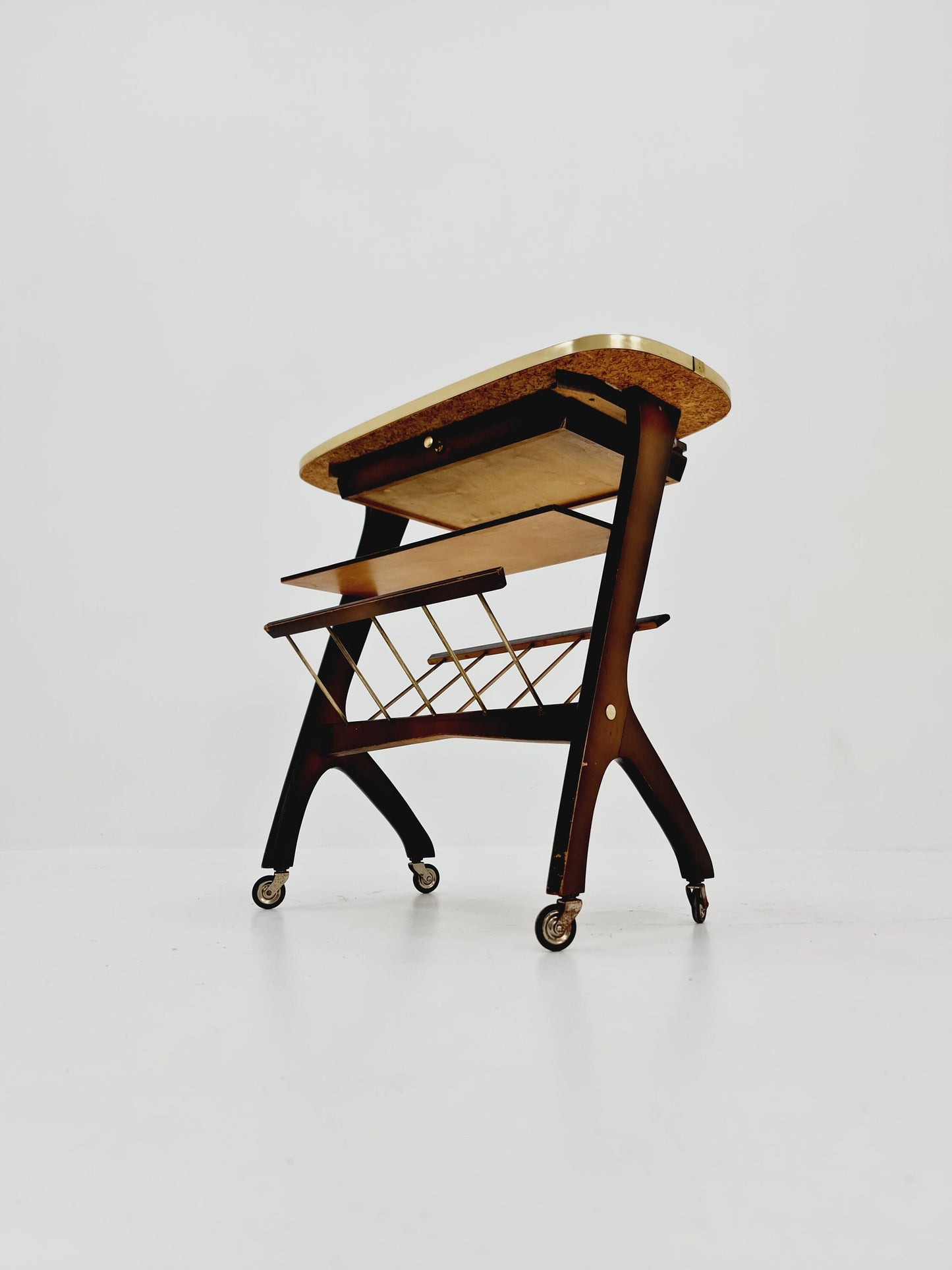 Super Rare Vintage German mid century Sidetable magazine rack, 1950s