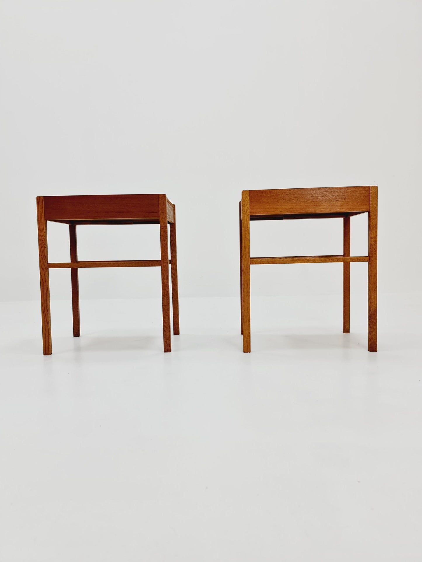 Mid century Danish teak & Oak bedside tables/ nightstands , 1960s, set of 2