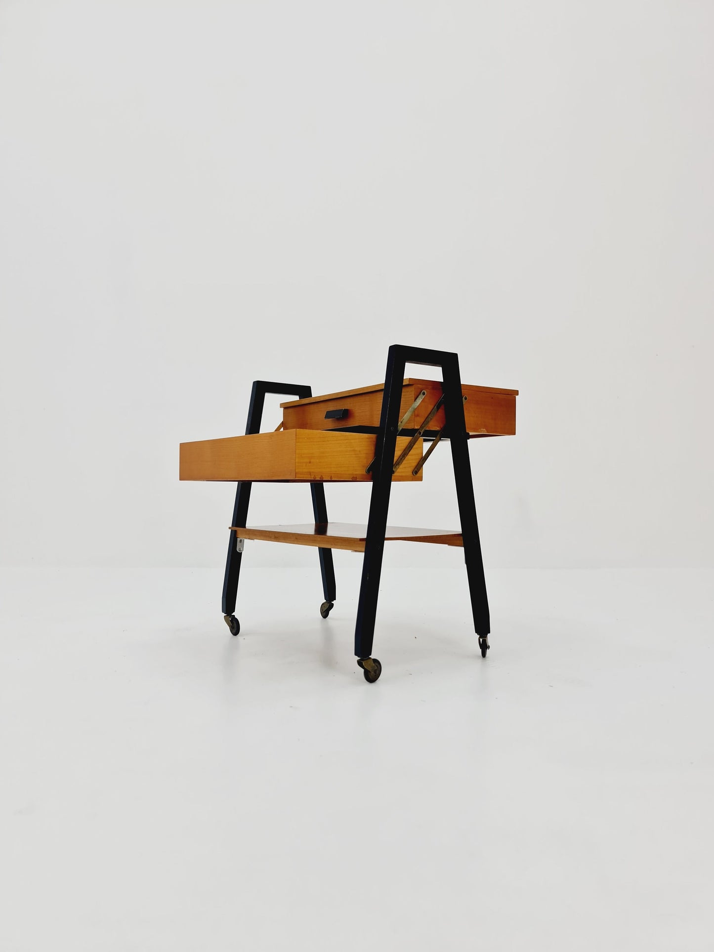 Vintage teak sweing table/ side table cabinet, 1960s