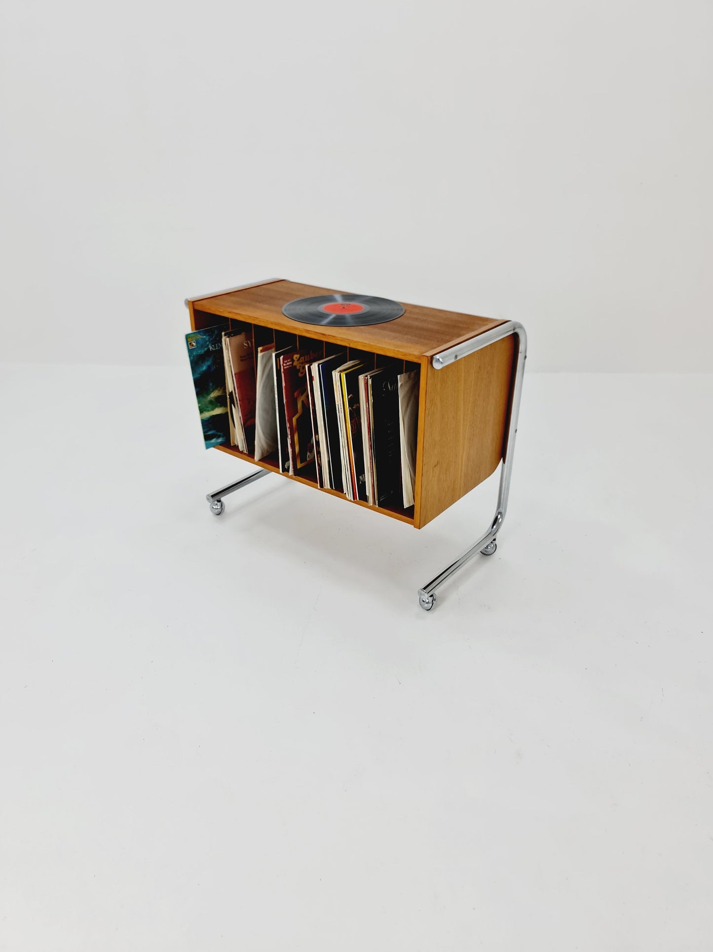 Vintage Bauhaus walnut record cabinet sideboard , 1960s
